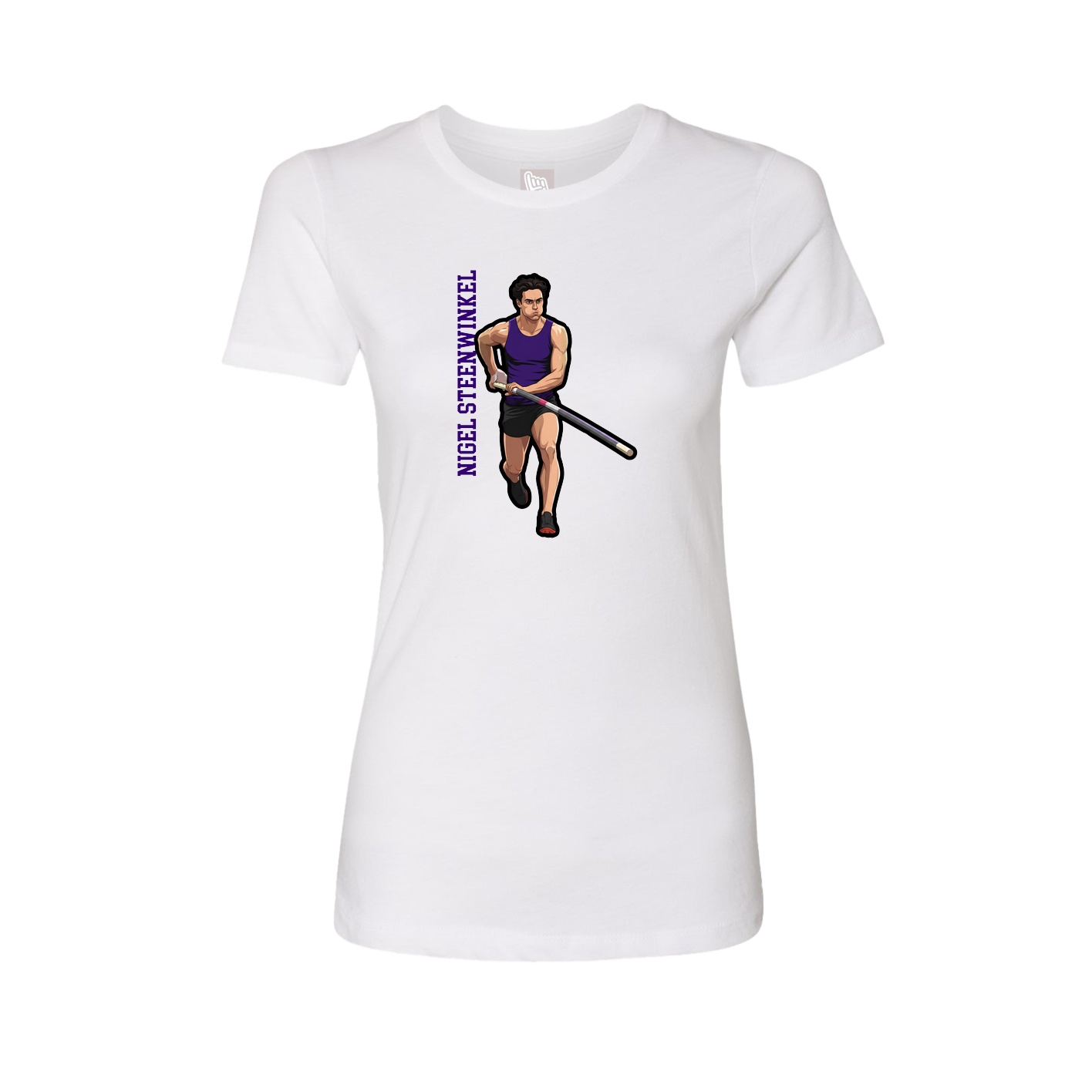 Fitted Women's Tee — Name Vertical in White