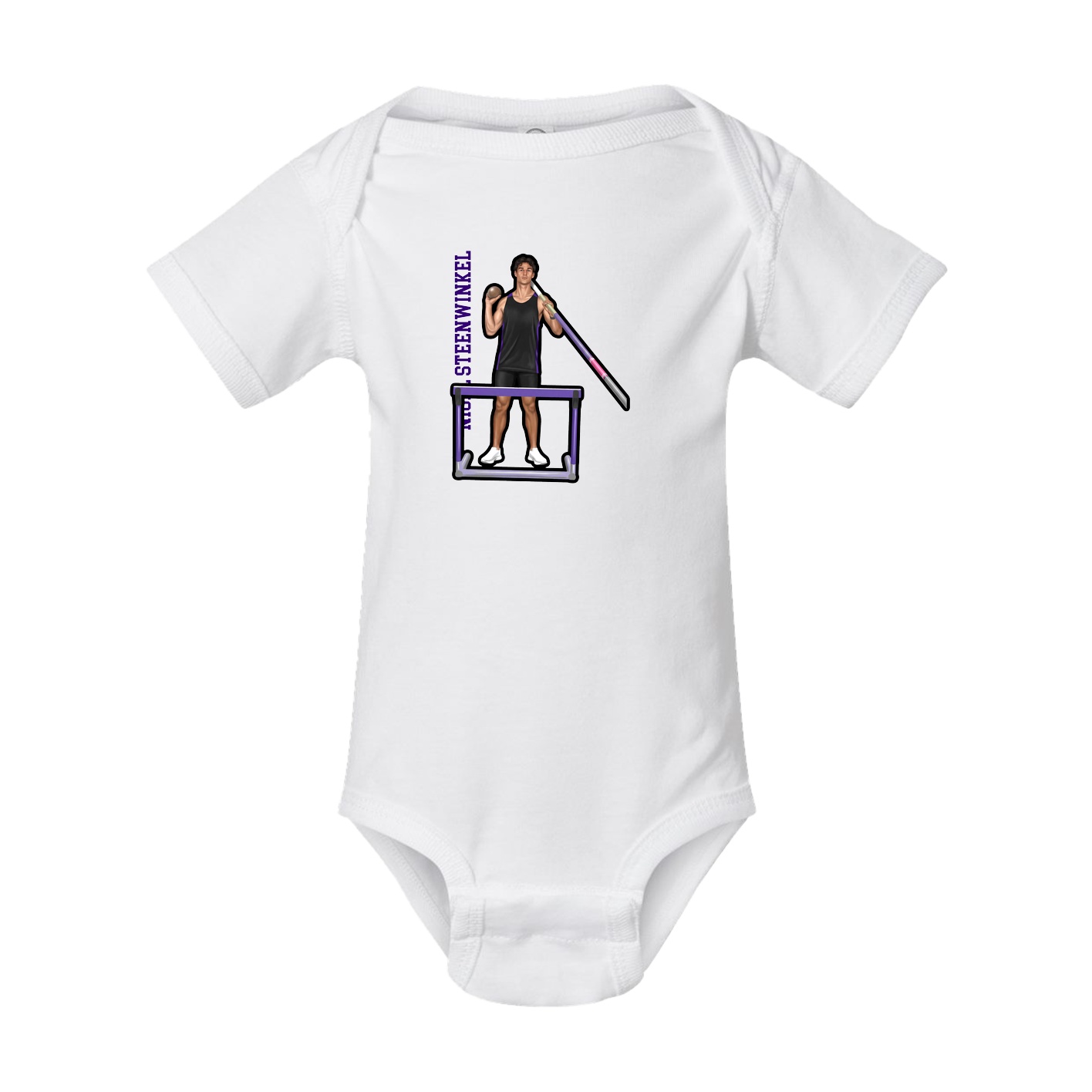Baby Onesie — Name Vertical in White