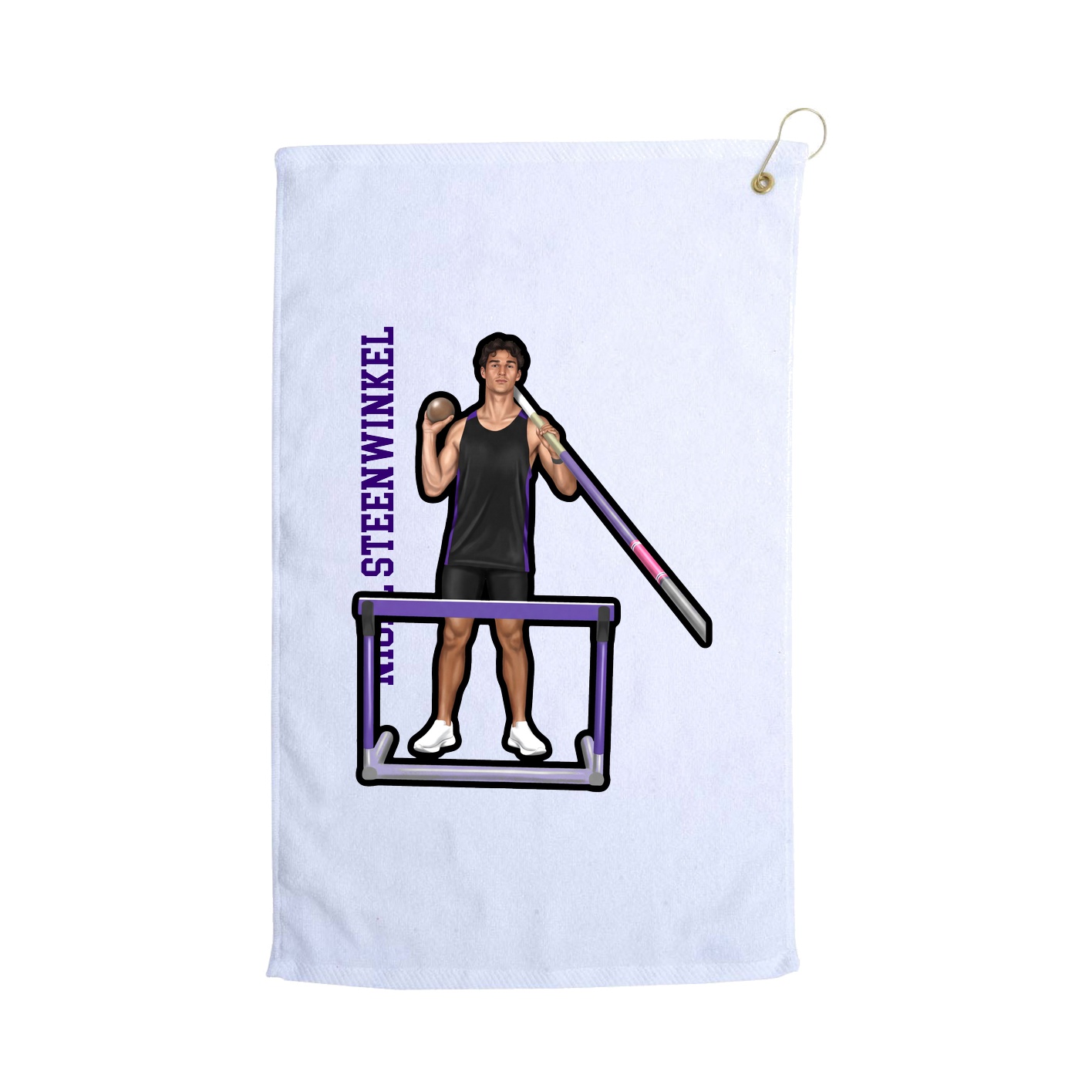 Golf Towel — Name Vertical in White