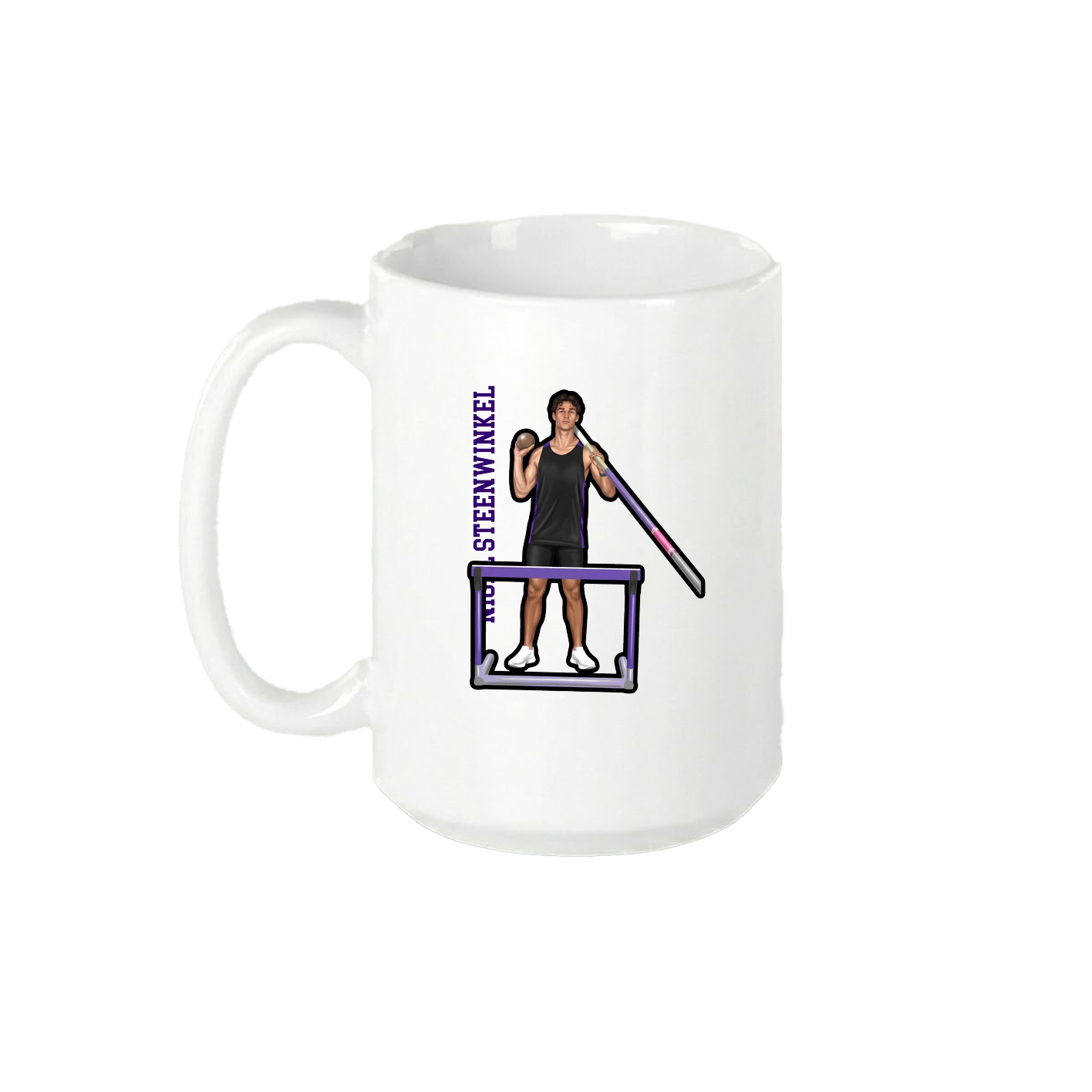 15oz Coffee Mug — Name Vertical in White