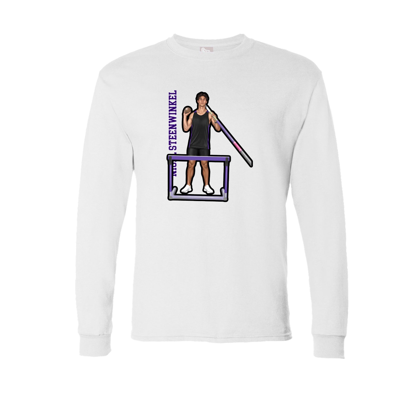 Long Sleeve Tee — Name Vertical in White