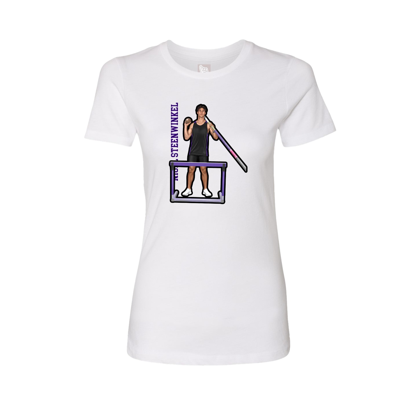 Fitted Women's Tee — Name Vertical in White