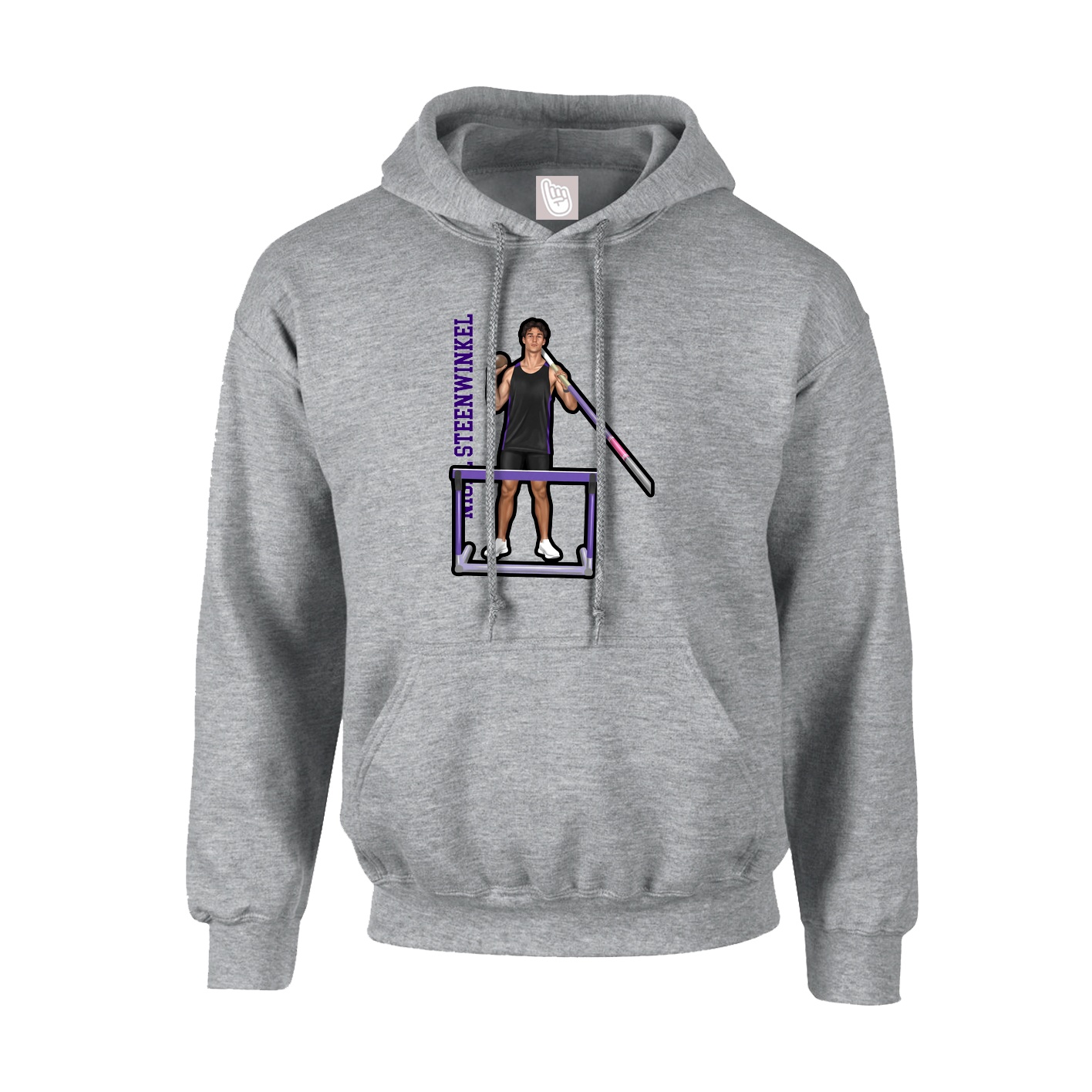 Youth Hoodie — Name Vertical in Grey