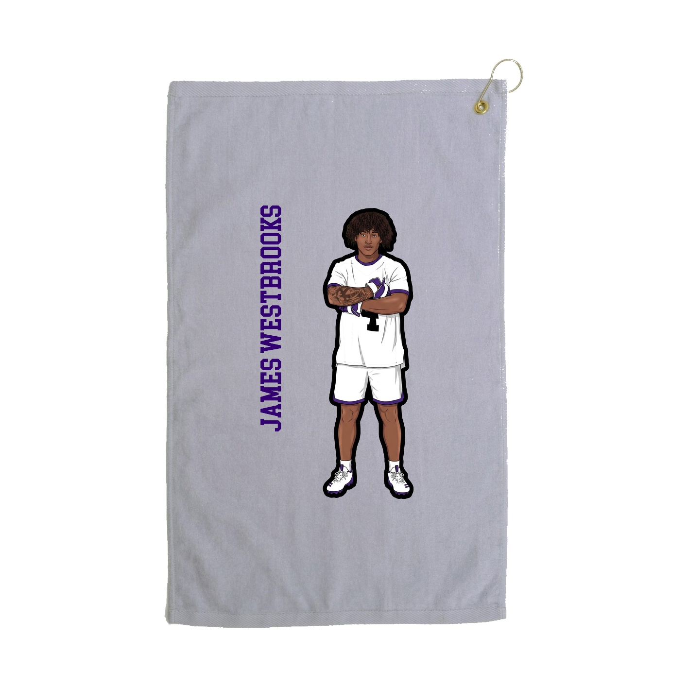 Golf Towel — Name Vertical in Grey