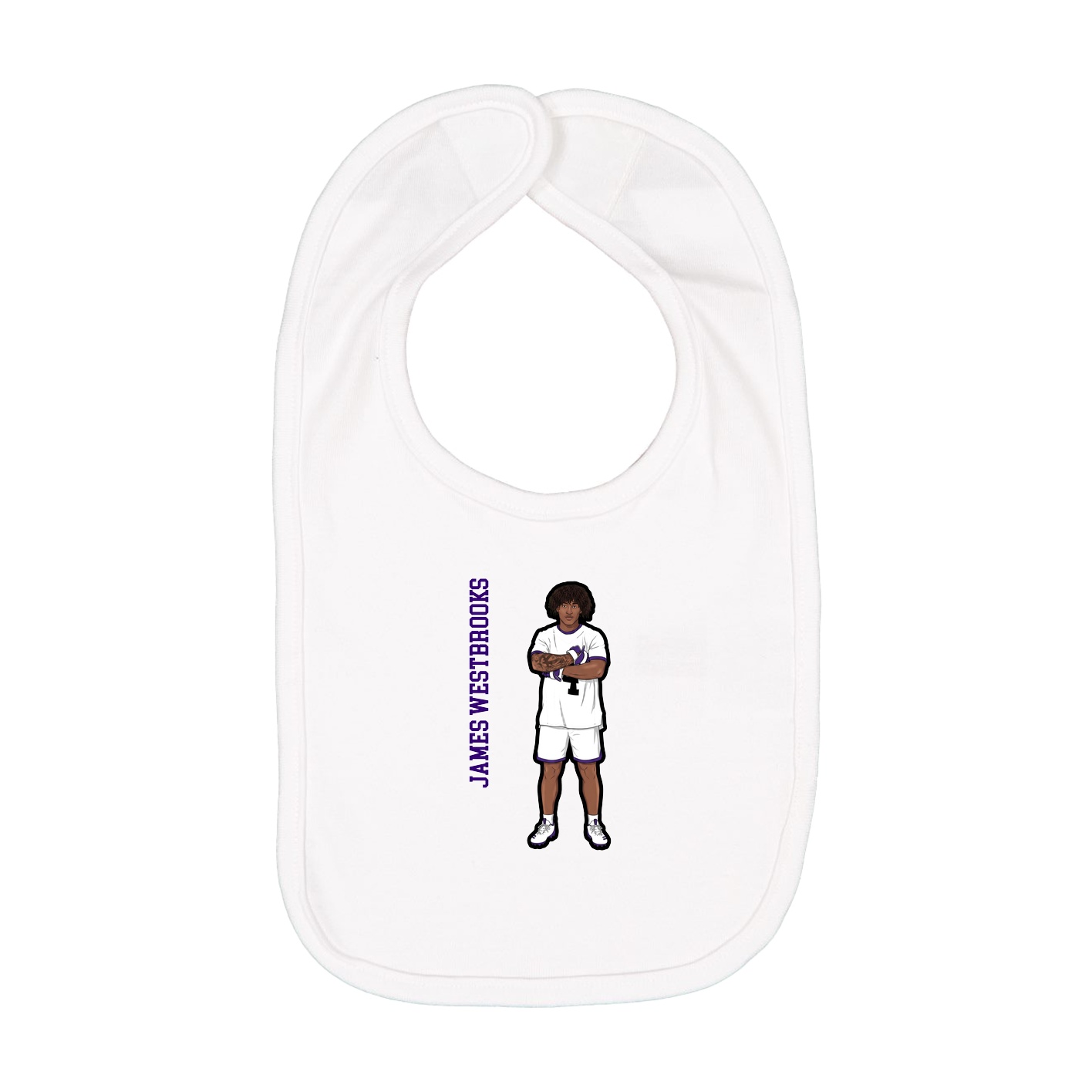 Infant Bib — Name Vertical in White