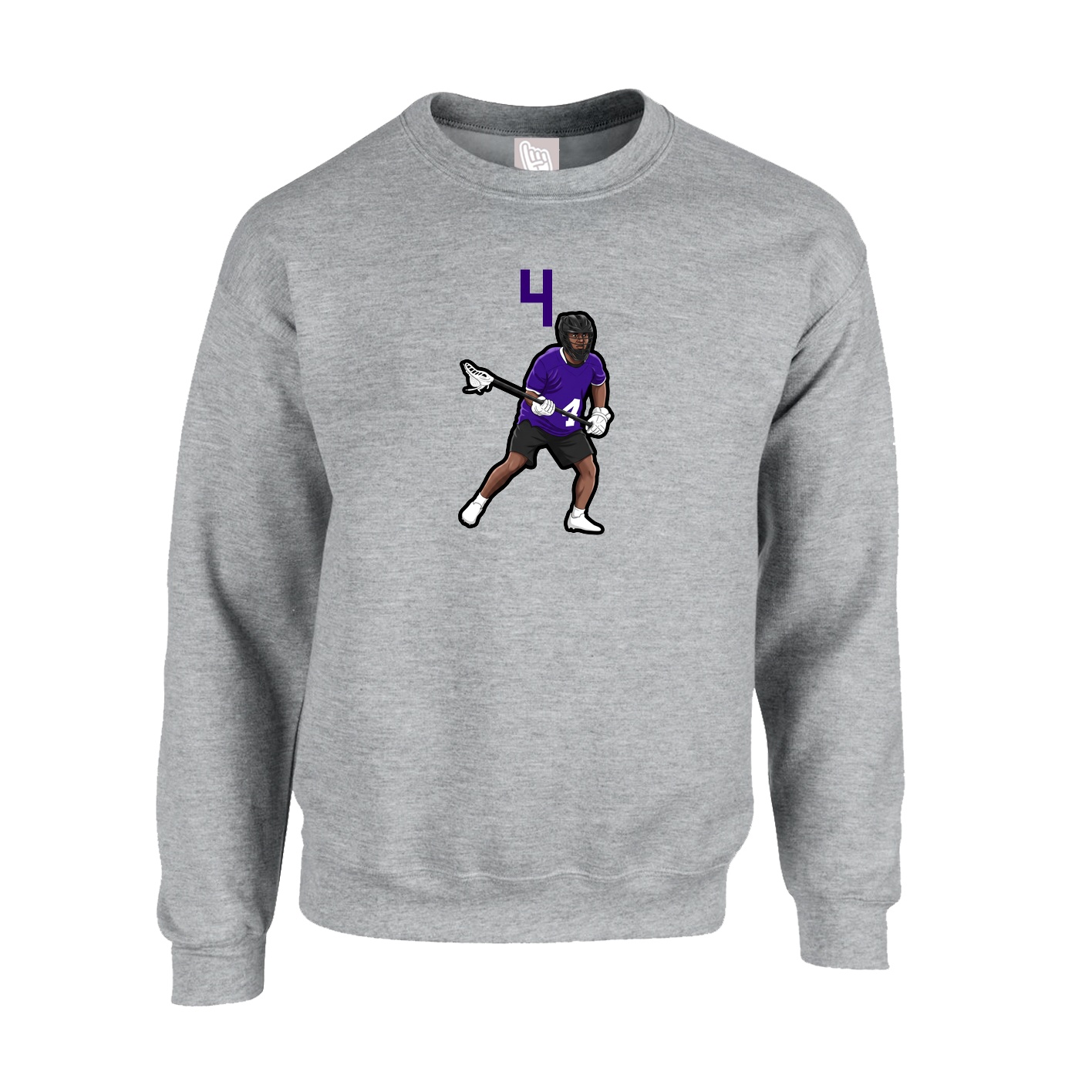 Fleece Crew — Number Top in Grey