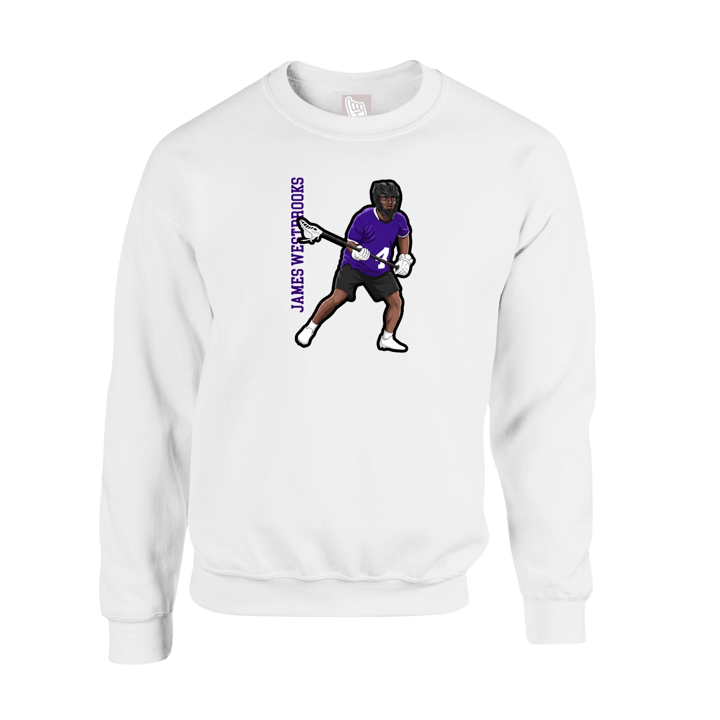 Fleece Crew — Name Vertical in White