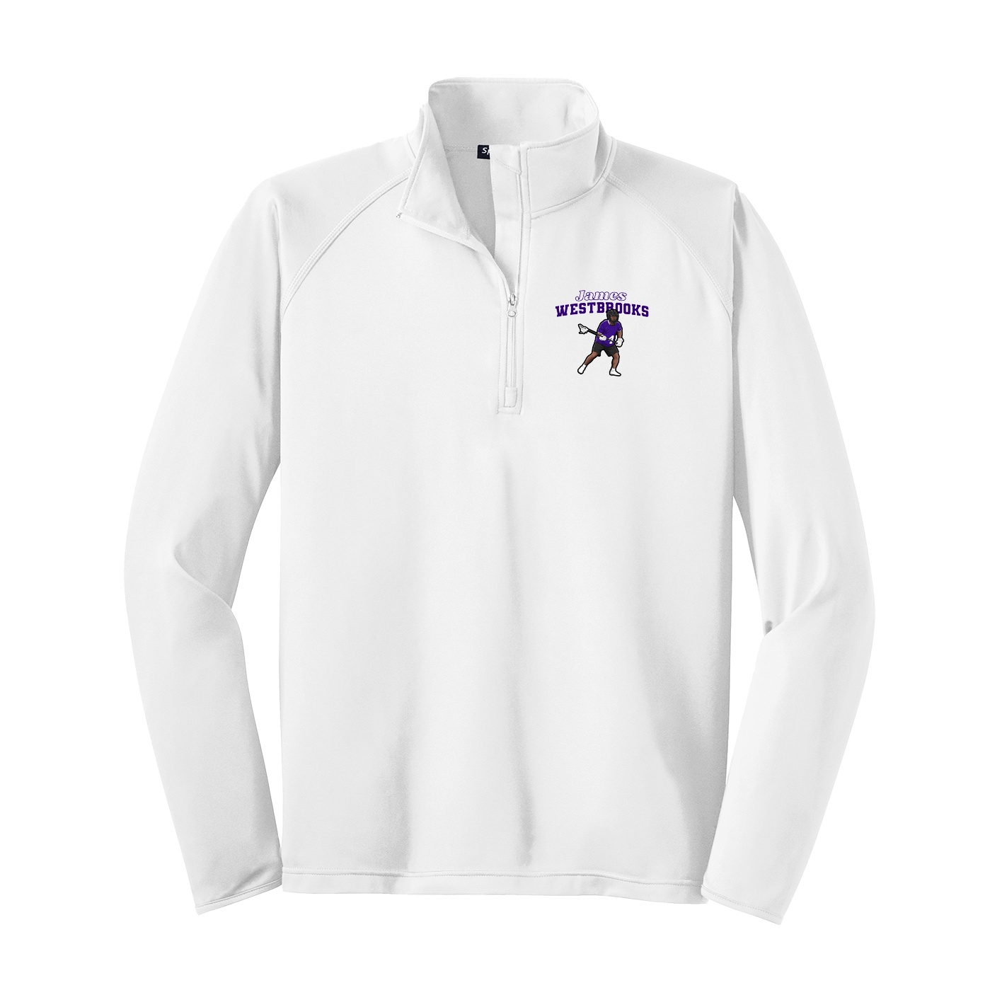 Q-Zip Pullover — Name Arch in White