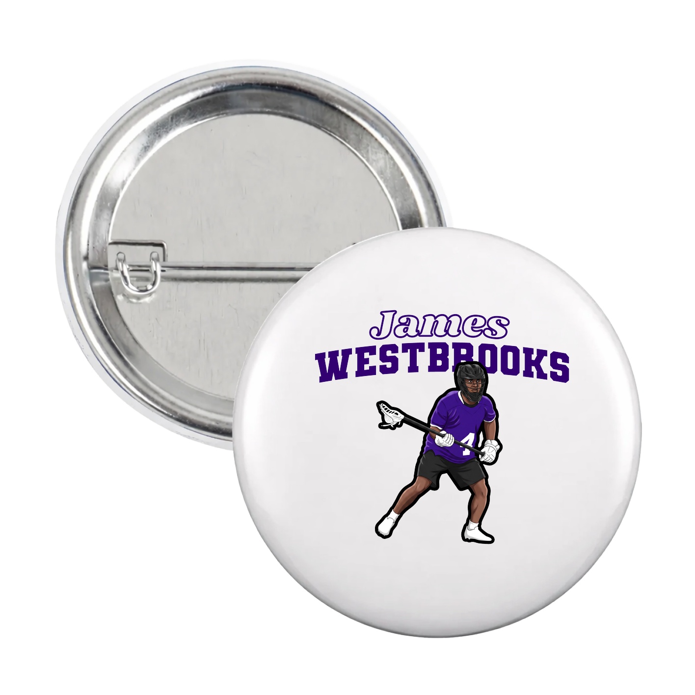 Game Day Button — Name Arch in White