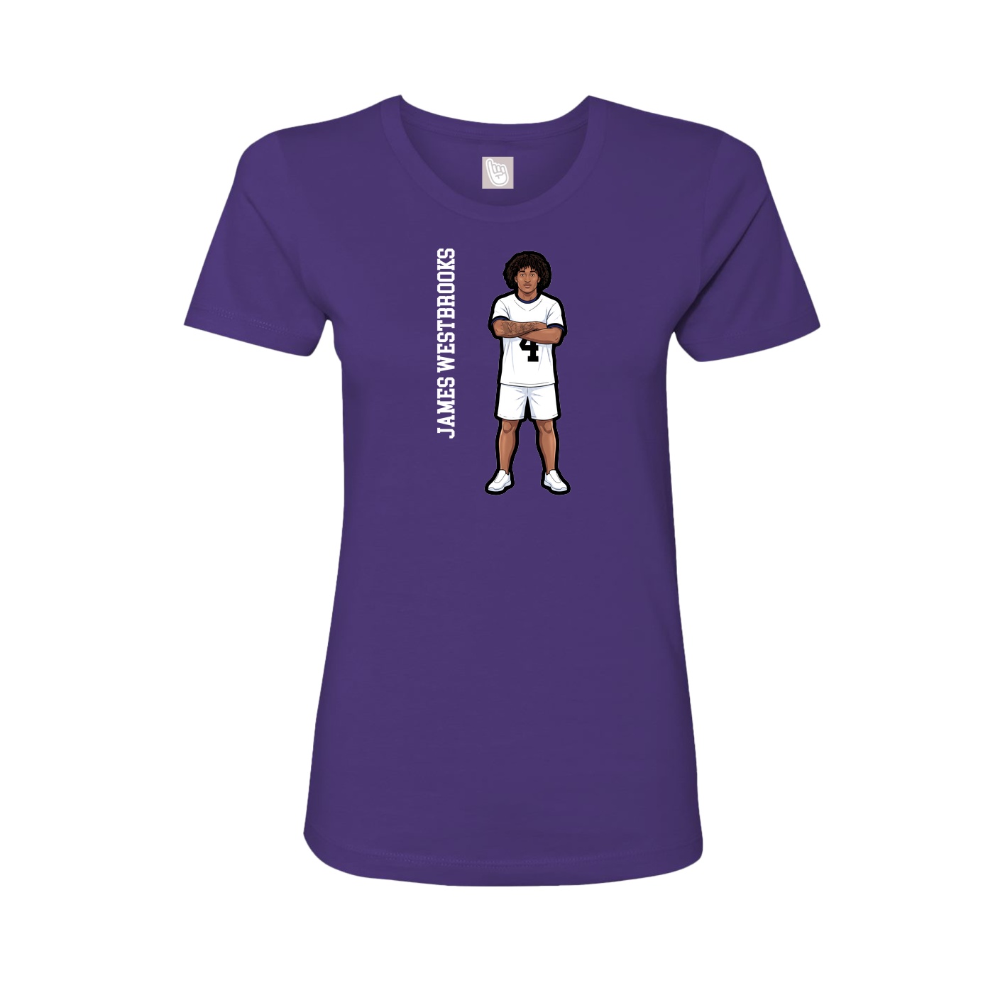 Womens Tee — Name Vertical in Purple