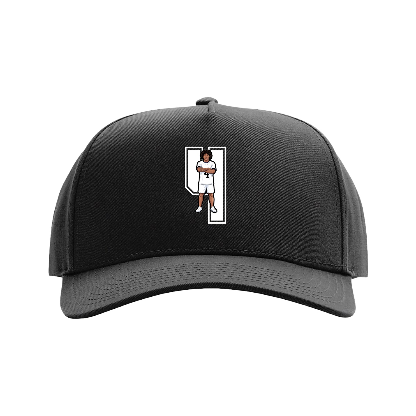 Full Fabric Five-Panel Champ Cap — Number in Black