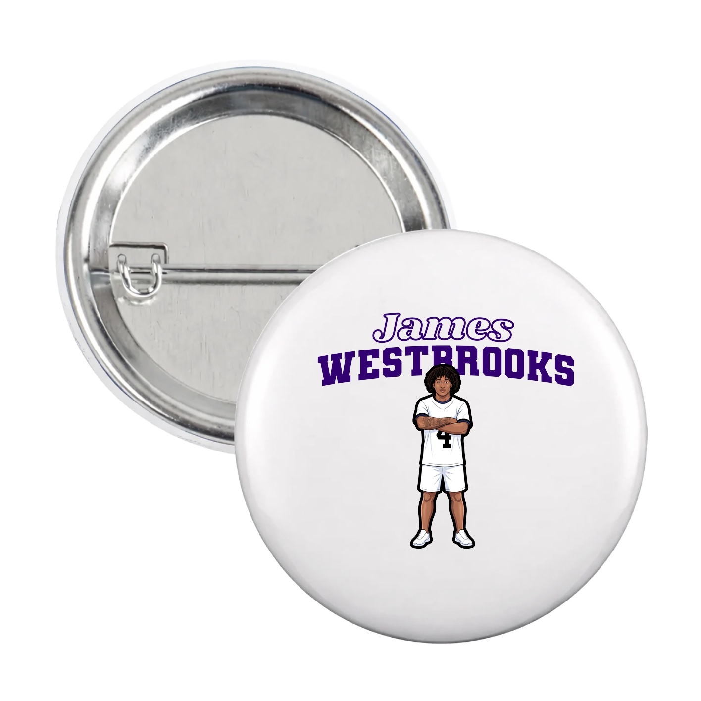 Game Day Button — Name Arch in White