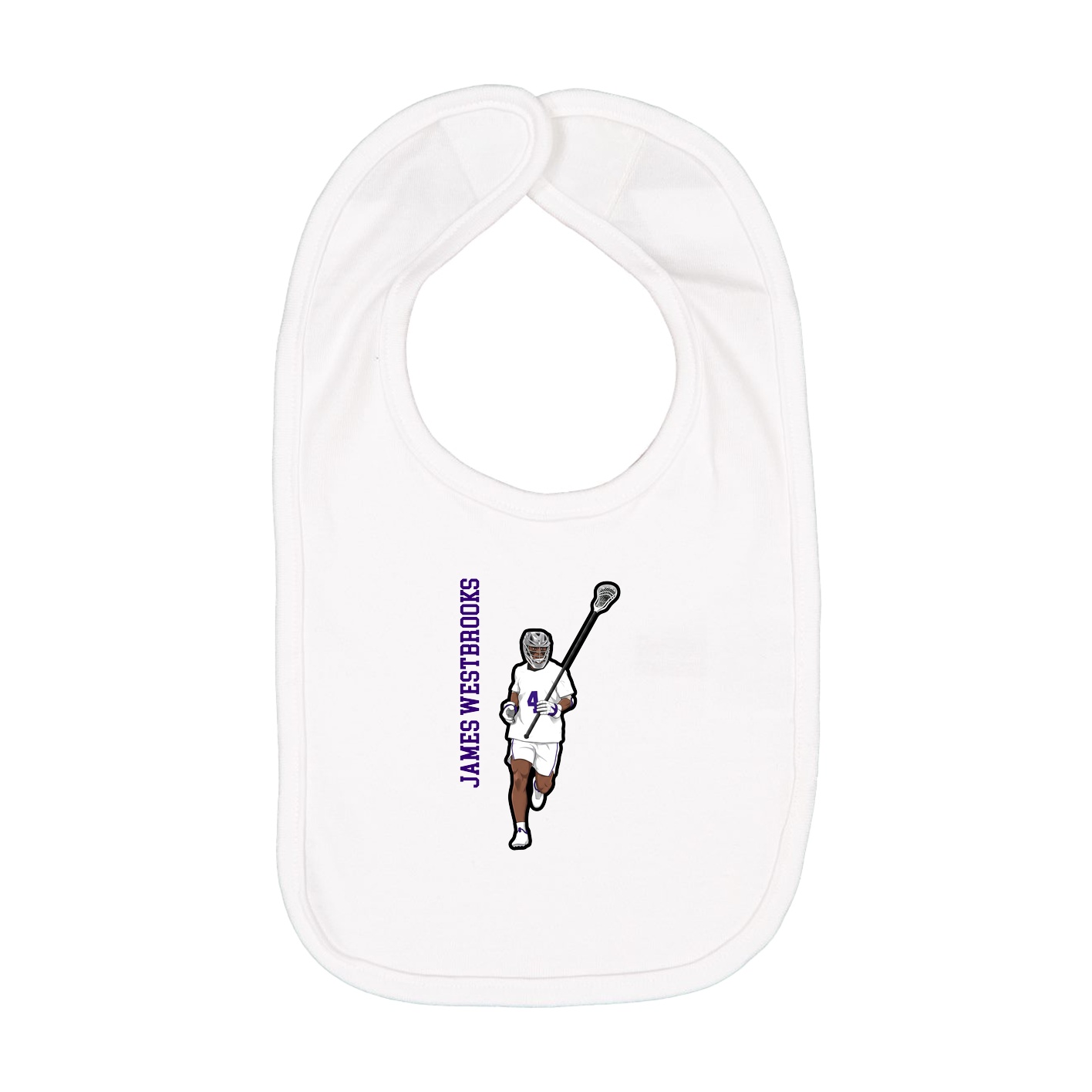 Infant Bib — Name Vertical in White