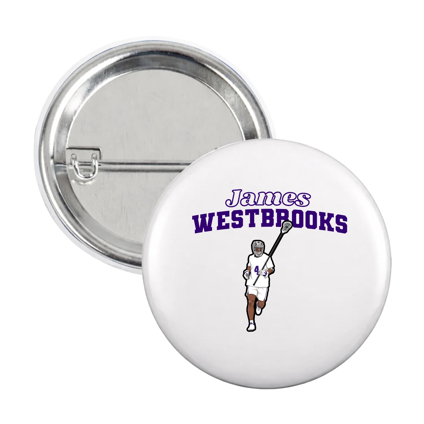 Game Day Button — Name Arch in White