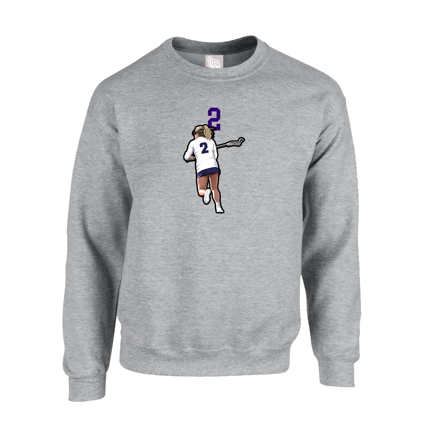 Fleece Crew — Number Top in Grey