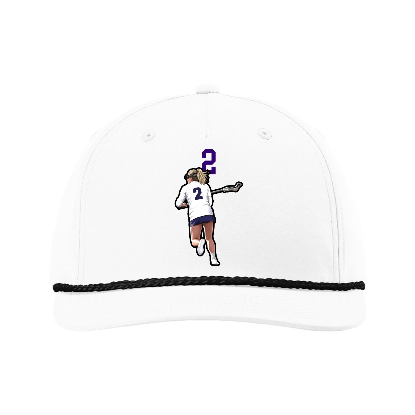 Five-Panel Classic Rope Cap — Number Top in White
