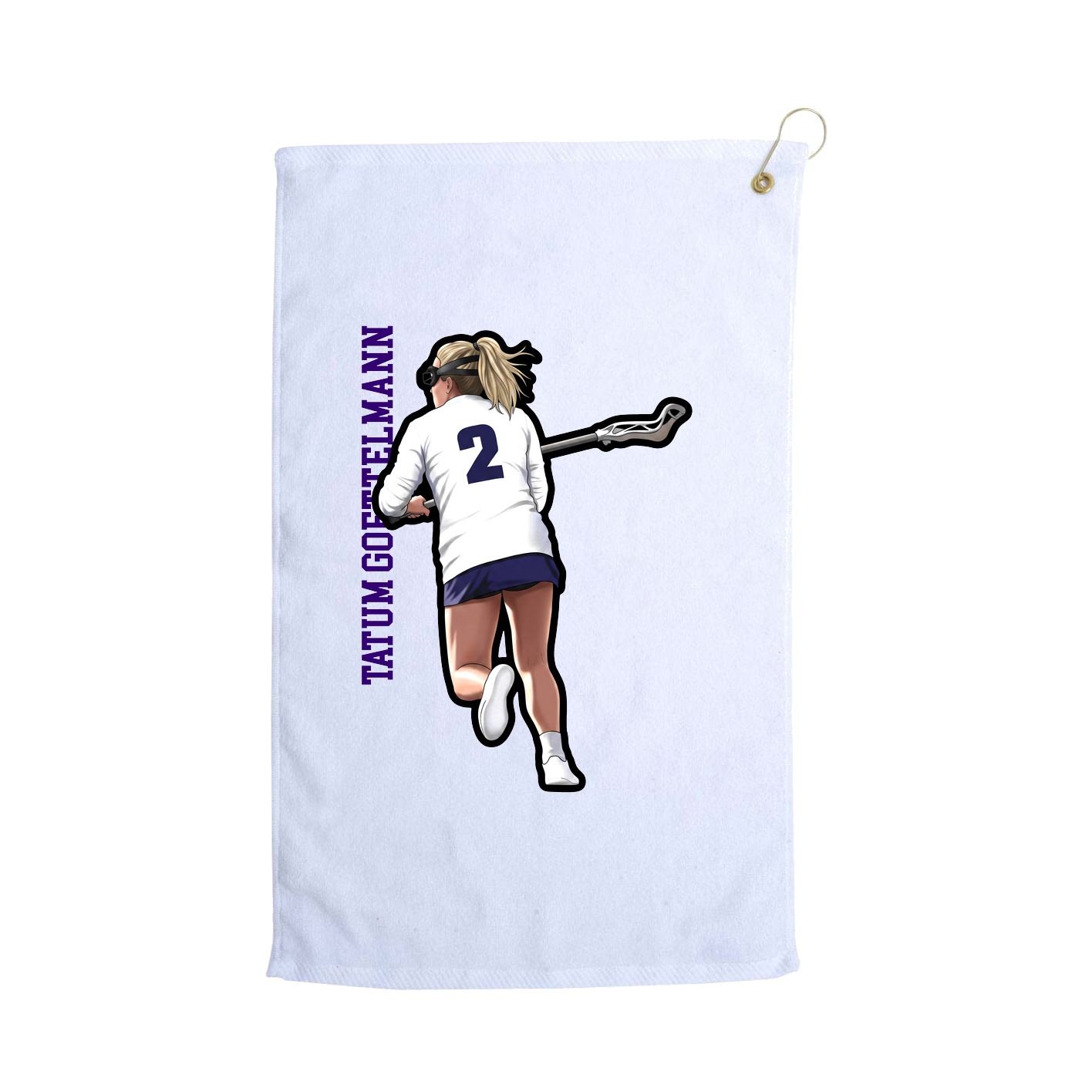 Golf Towel — Name Vertical in White