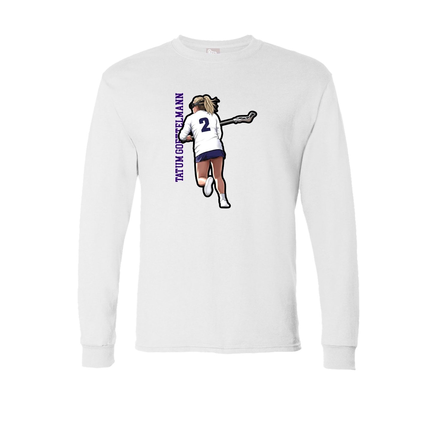 Long Sleeve Tee — Name Vertical in White
