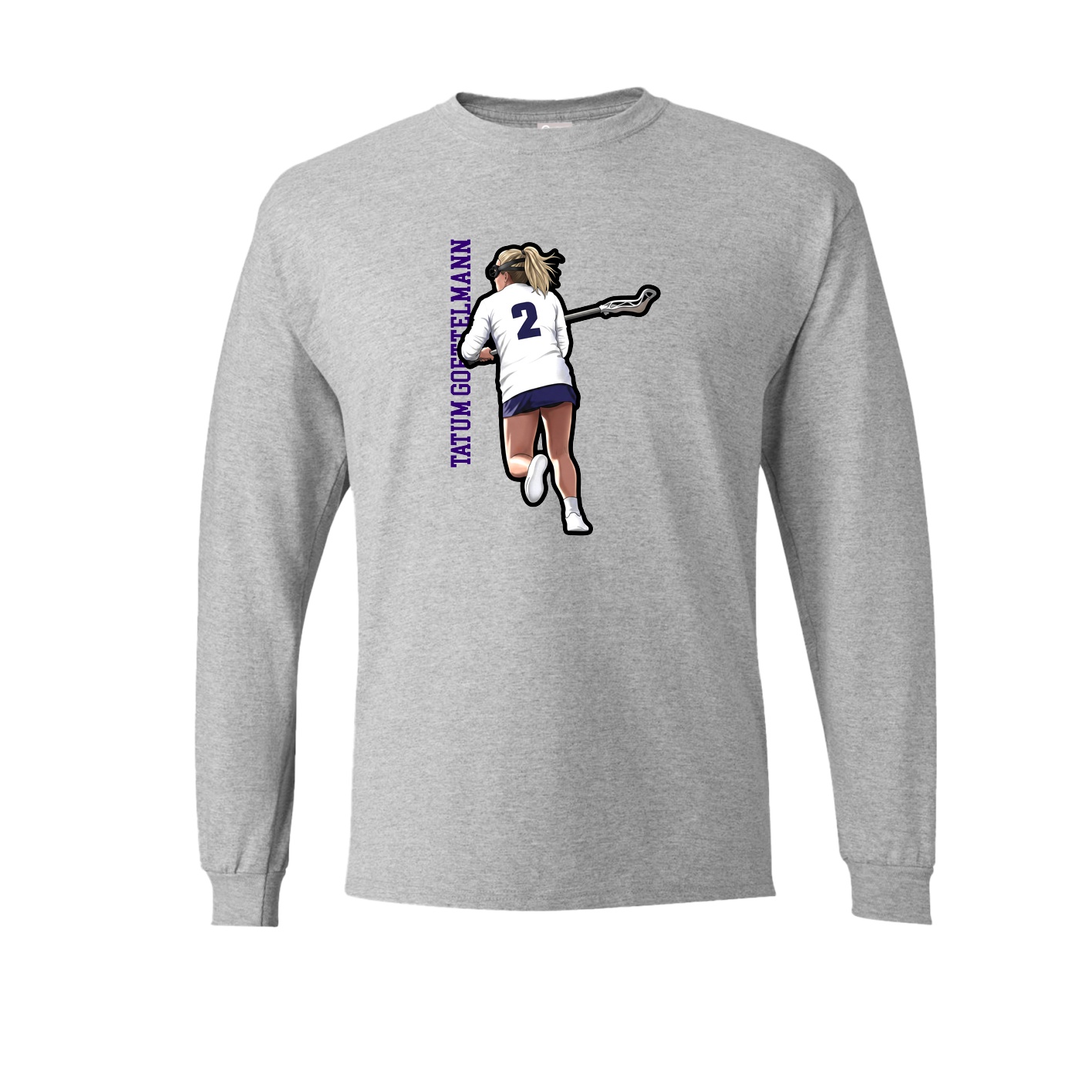 Long Sleeve Tee — Name Vertical in Grey