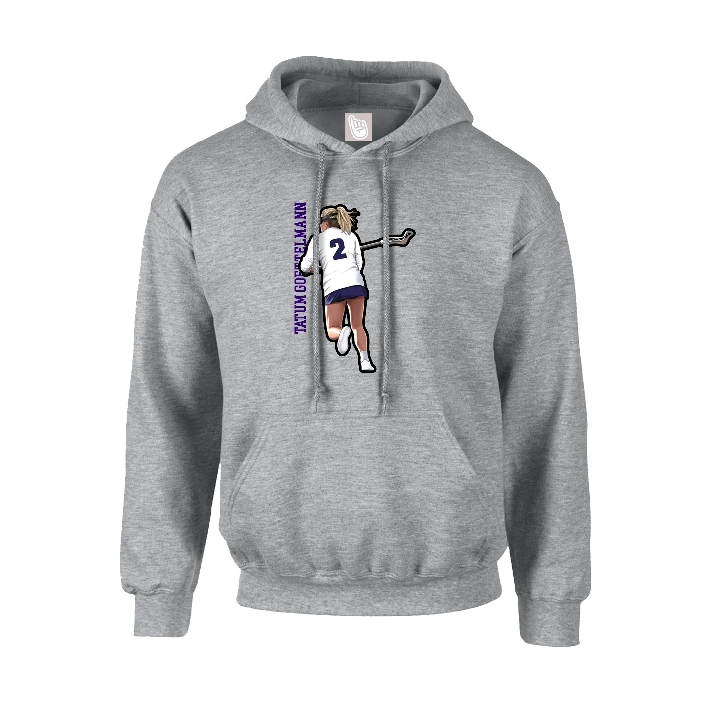 Hoodie — Name Vertical in Grey