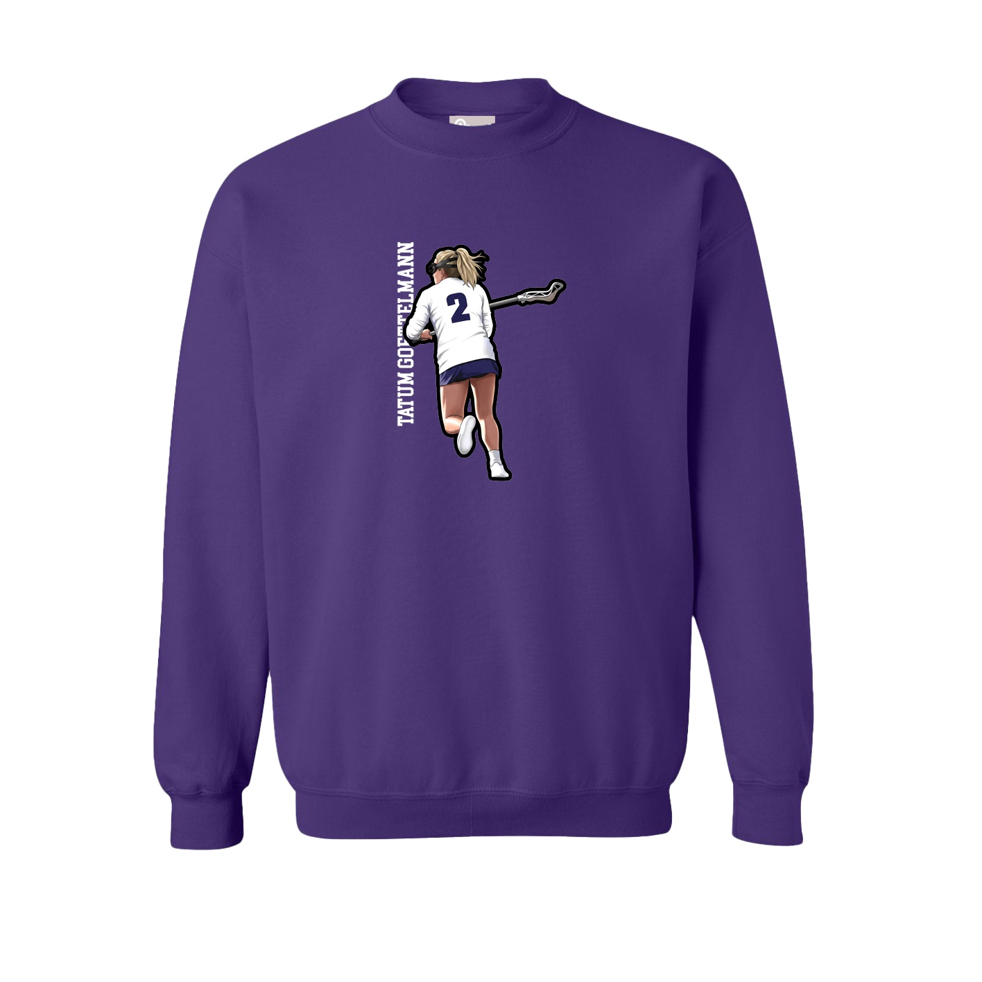 Fleece Crew — Name Vertical in Purple