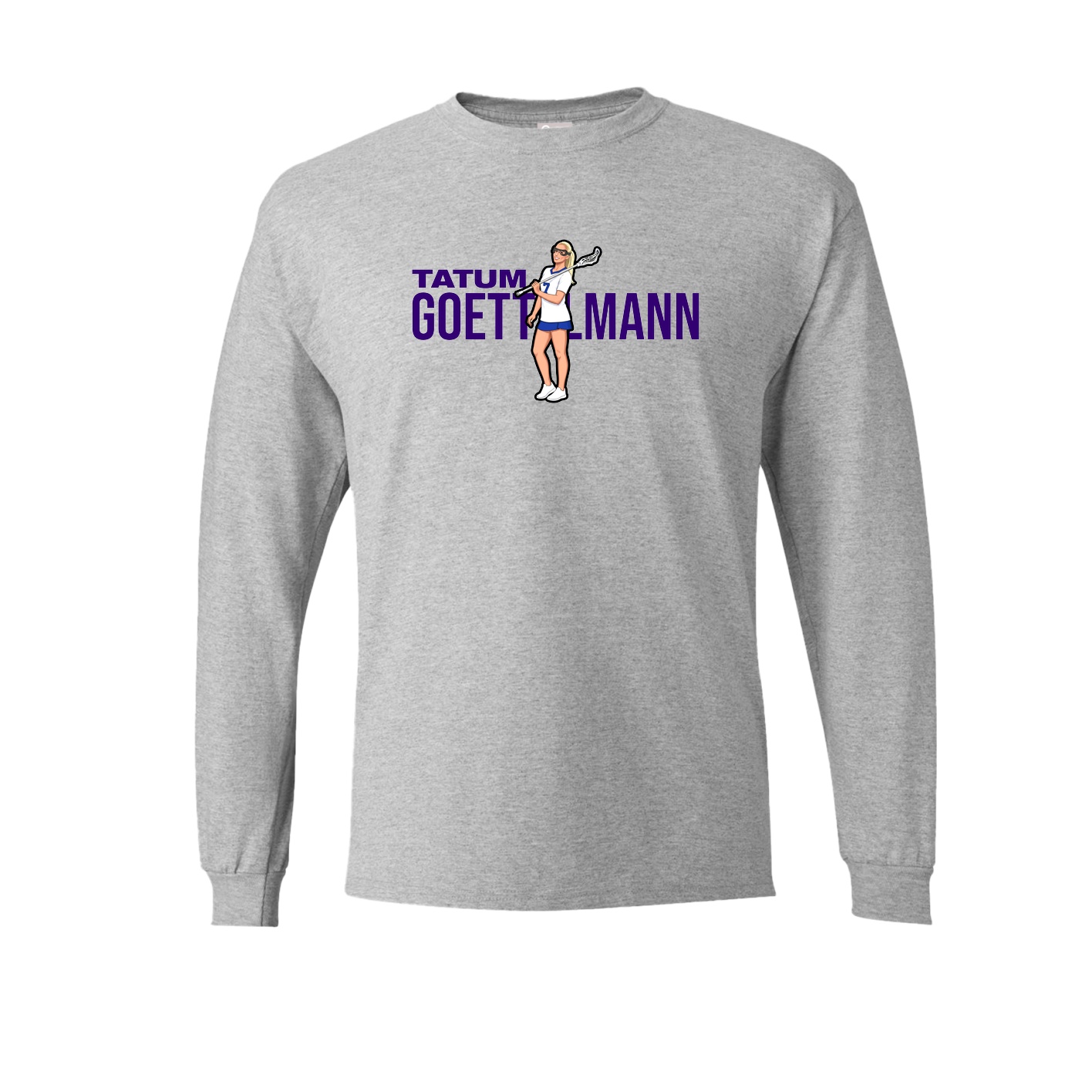 Long Sleeve Tee — Player Name in Grey