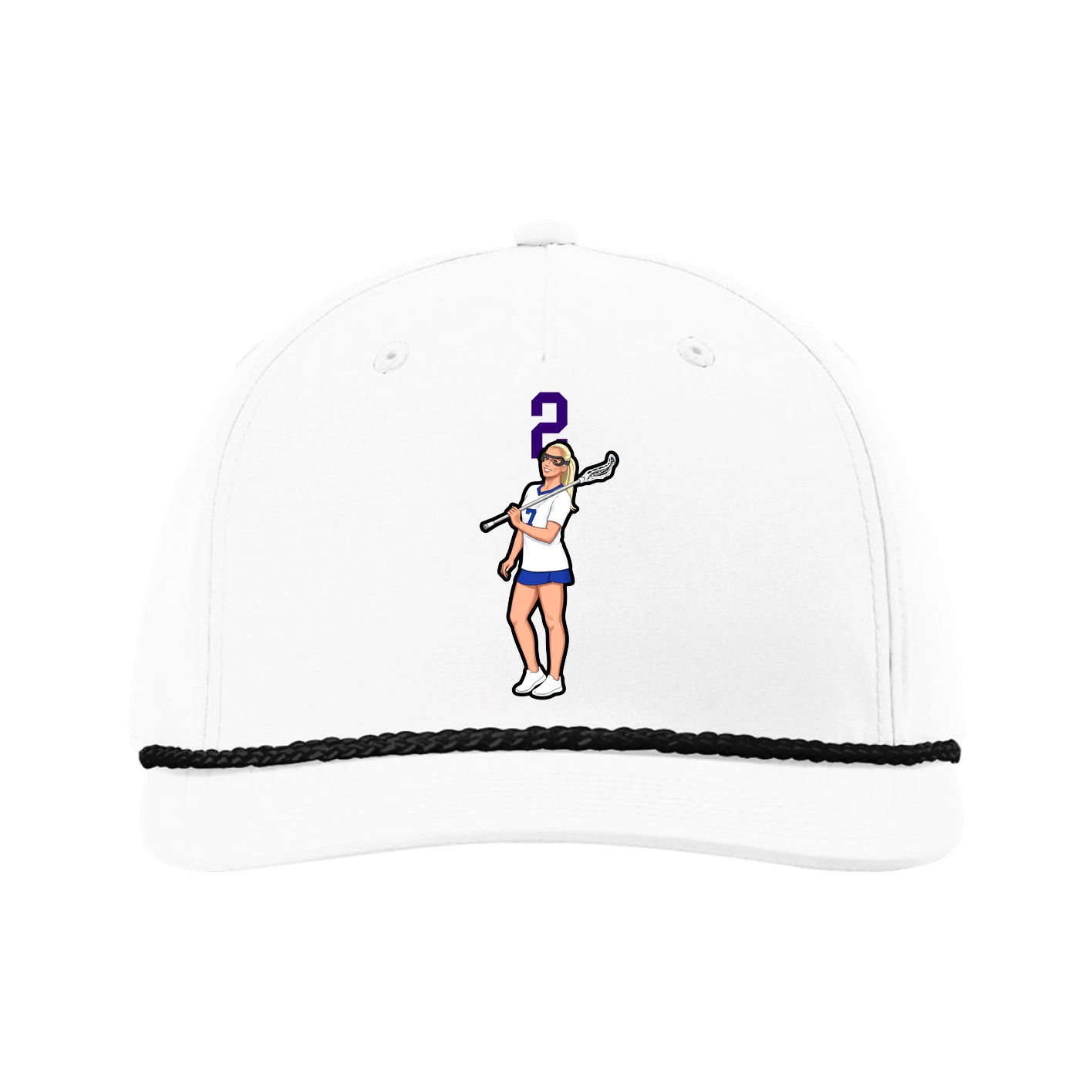 Five-Panel Classic Rope Cap — Number Top in White