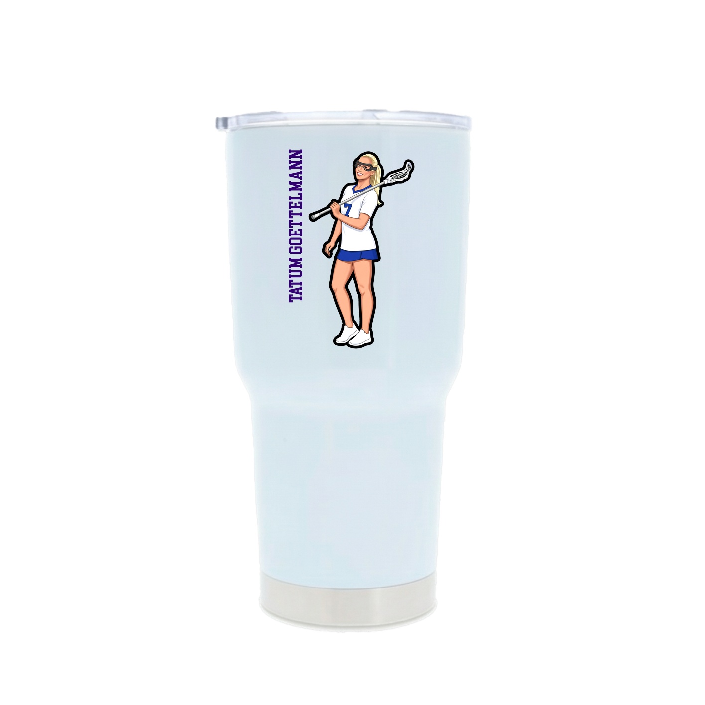 30oz Stainless Steel Tumbler — Name Vertical in White