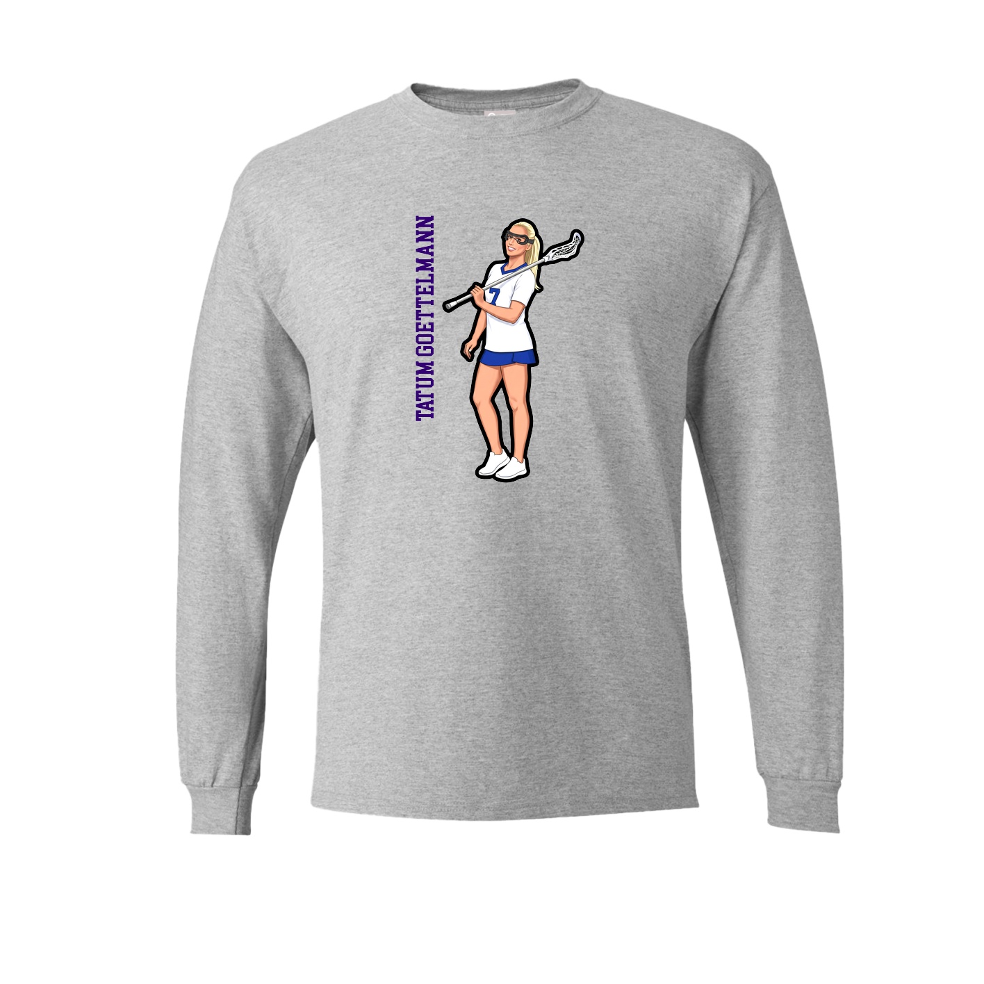 Long Sleeve Tee — Name Vertical in Grey
