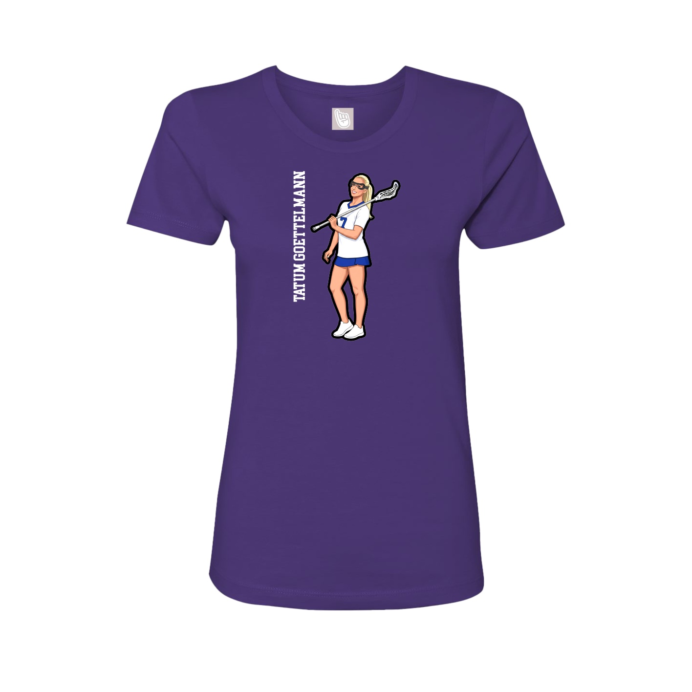 Fitted Women's Tee — Name Vertical in Purple
