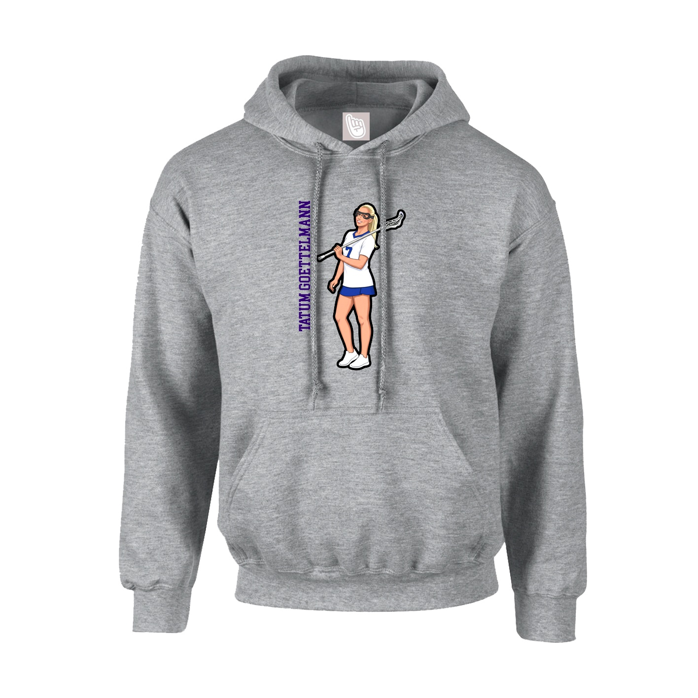 Hoodie — Name Vertical in Grey