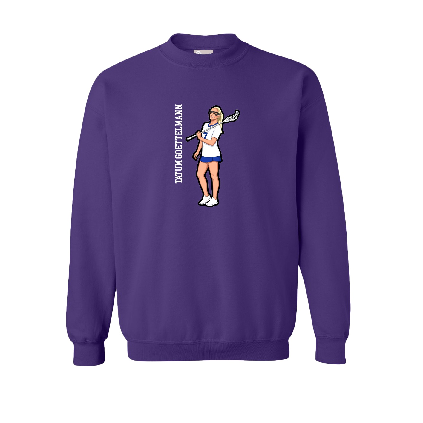 Fleece Crew — Name Vertical in Purple