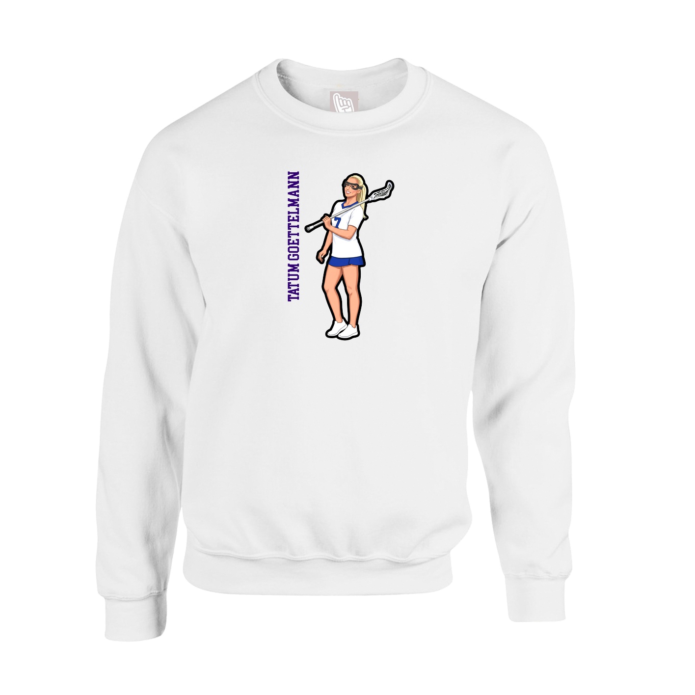 Fleece Crew — Name Vertical in White