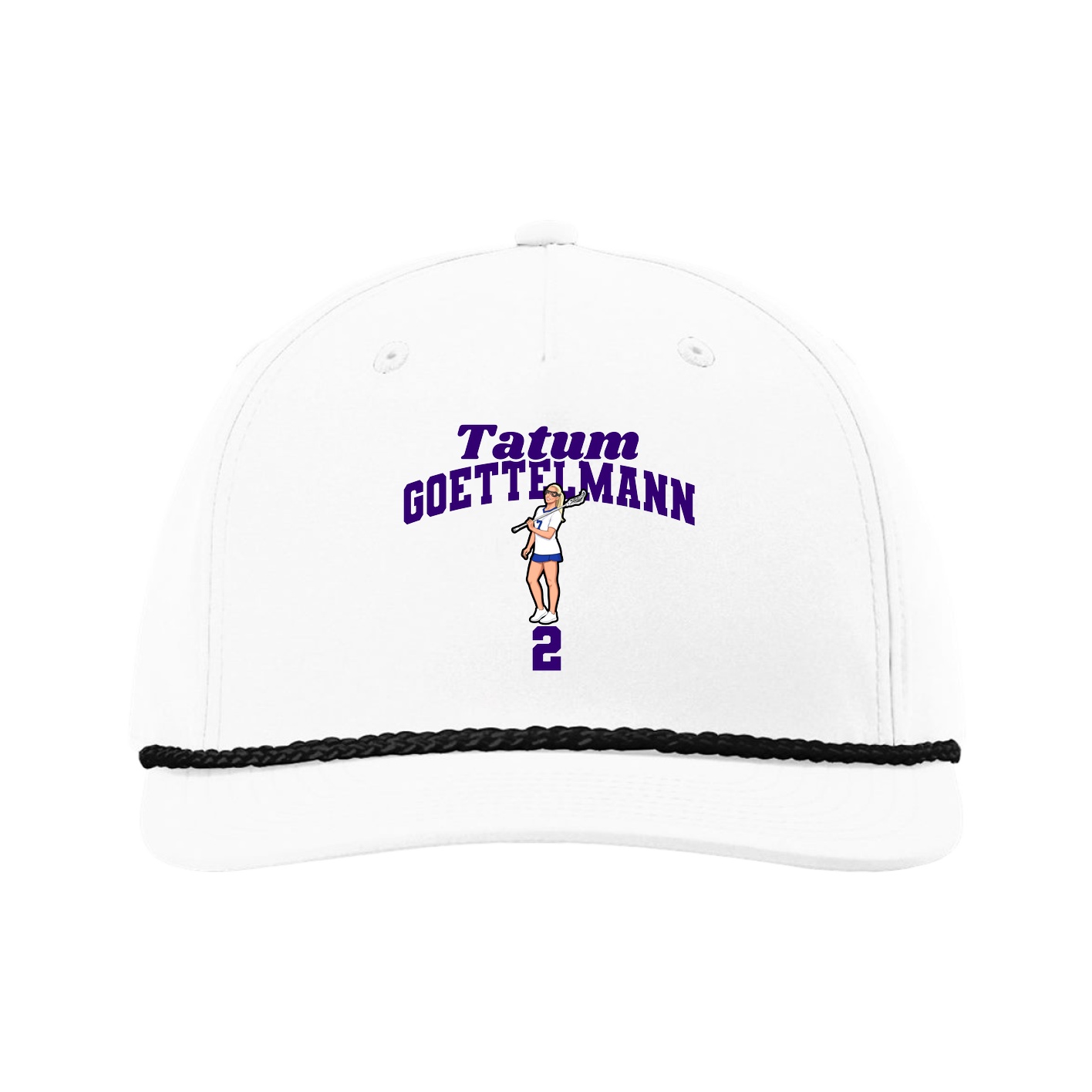 Five-Panel Classic Rope Cap — Signature Arch in White