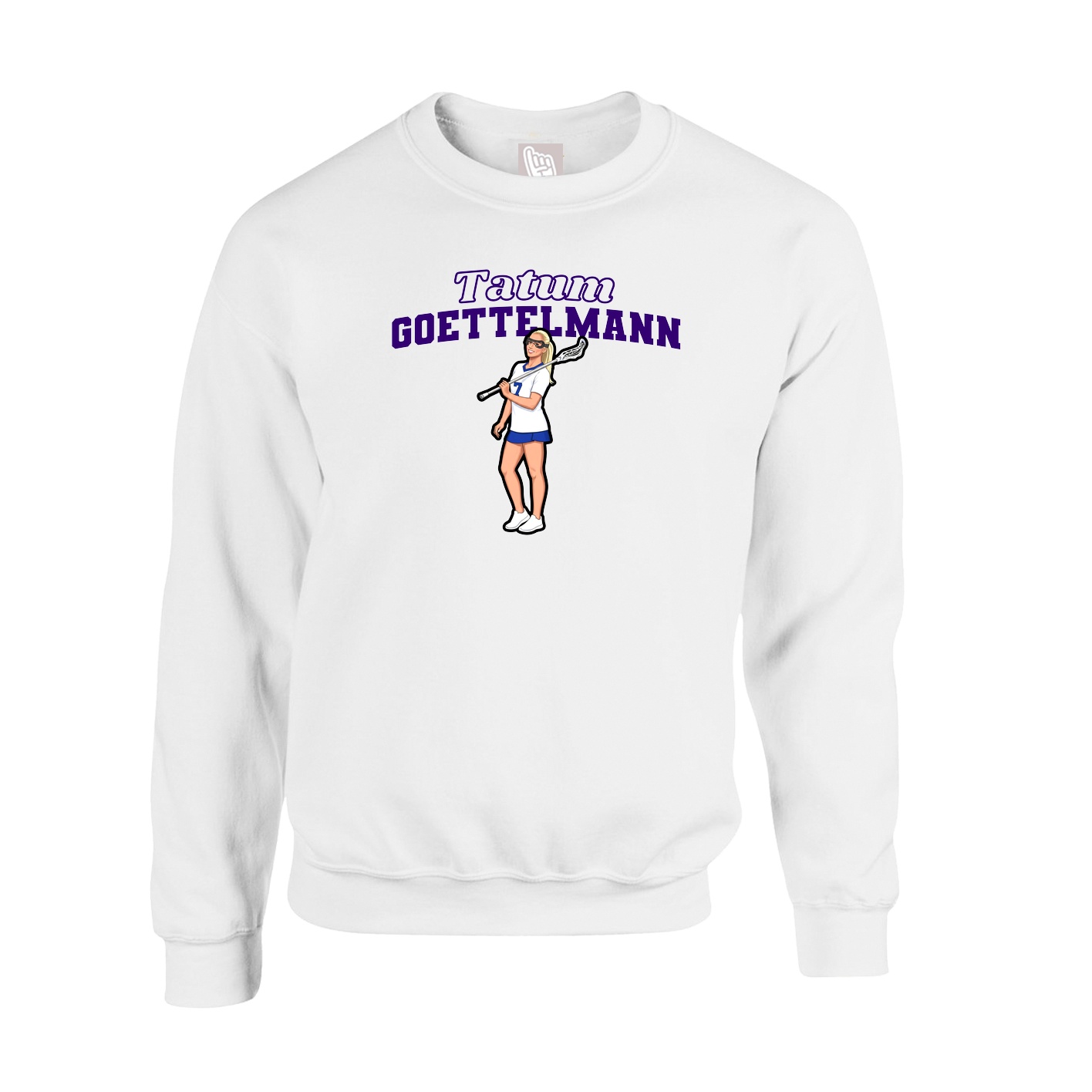 Fleece Crew — Name Arch in White
