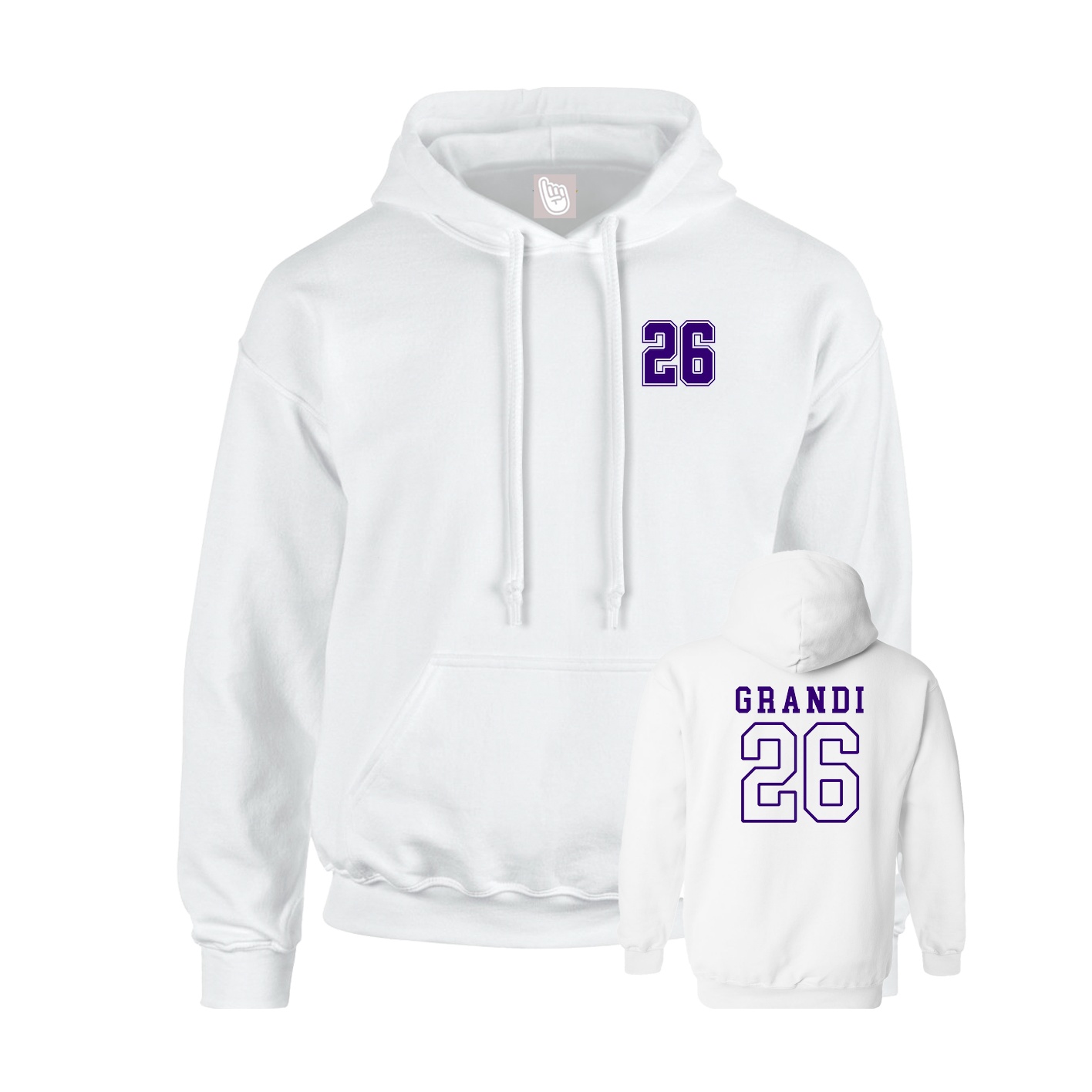 Youth Hoodie — Chest Back in White
