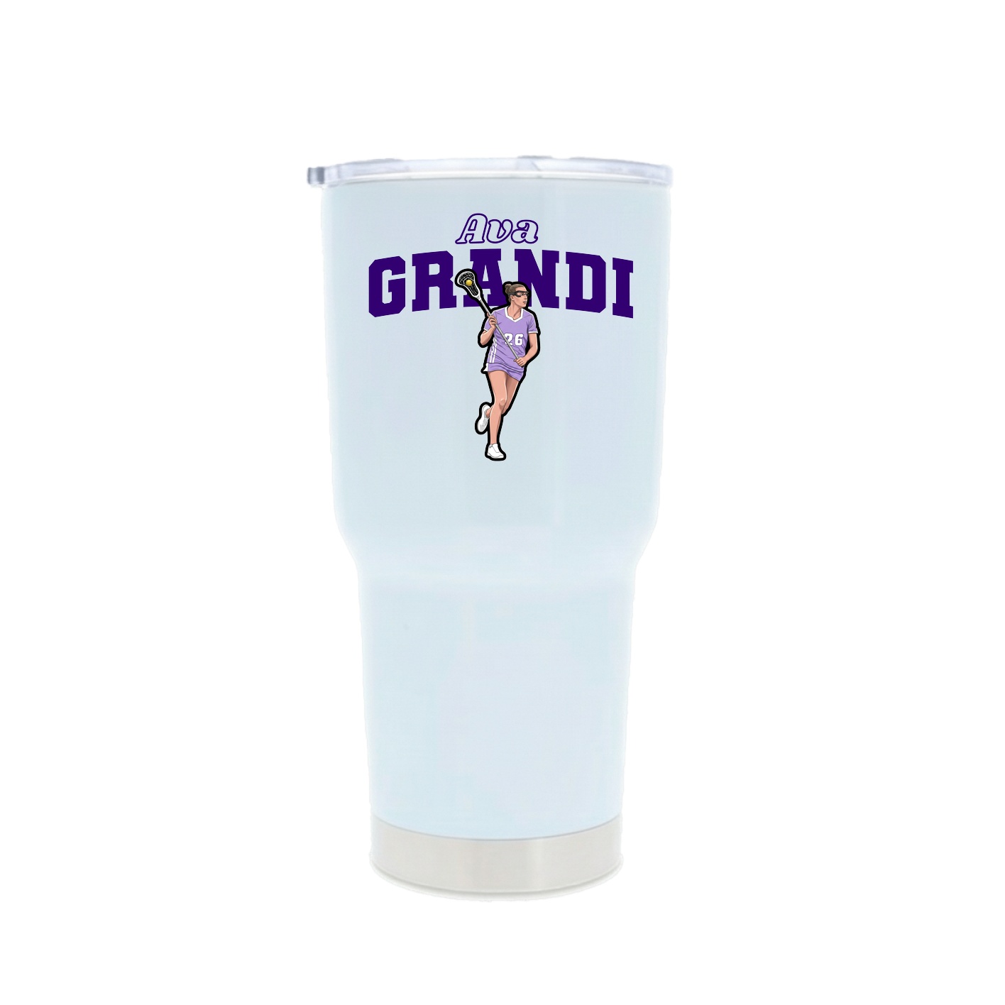 30oz Stainless Steel Tumbler — Name Arch in White