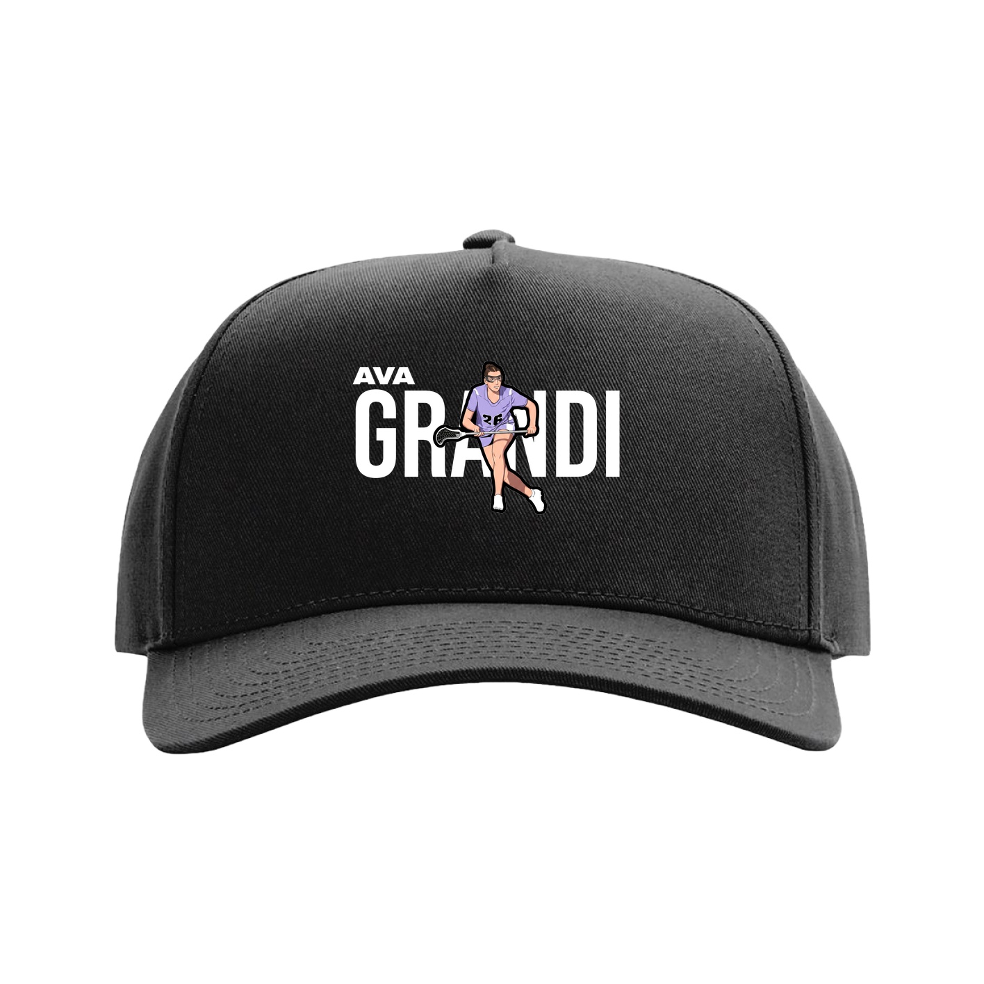 Full Fabric Five-Panel Champ Cap — Player Name in Black
