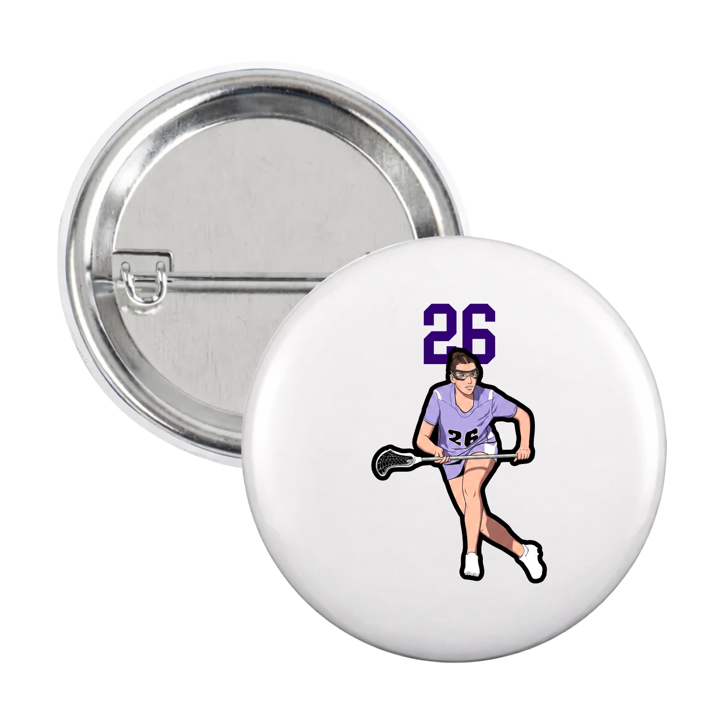 Game Day Button — Number Top in White