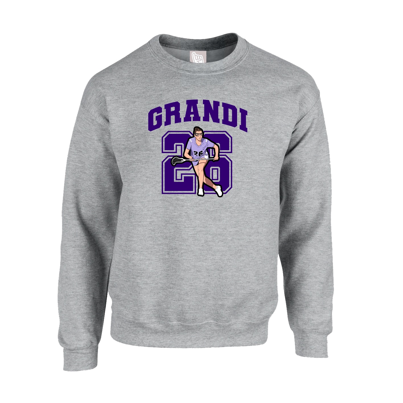 Fleece Crew — Number in Grey