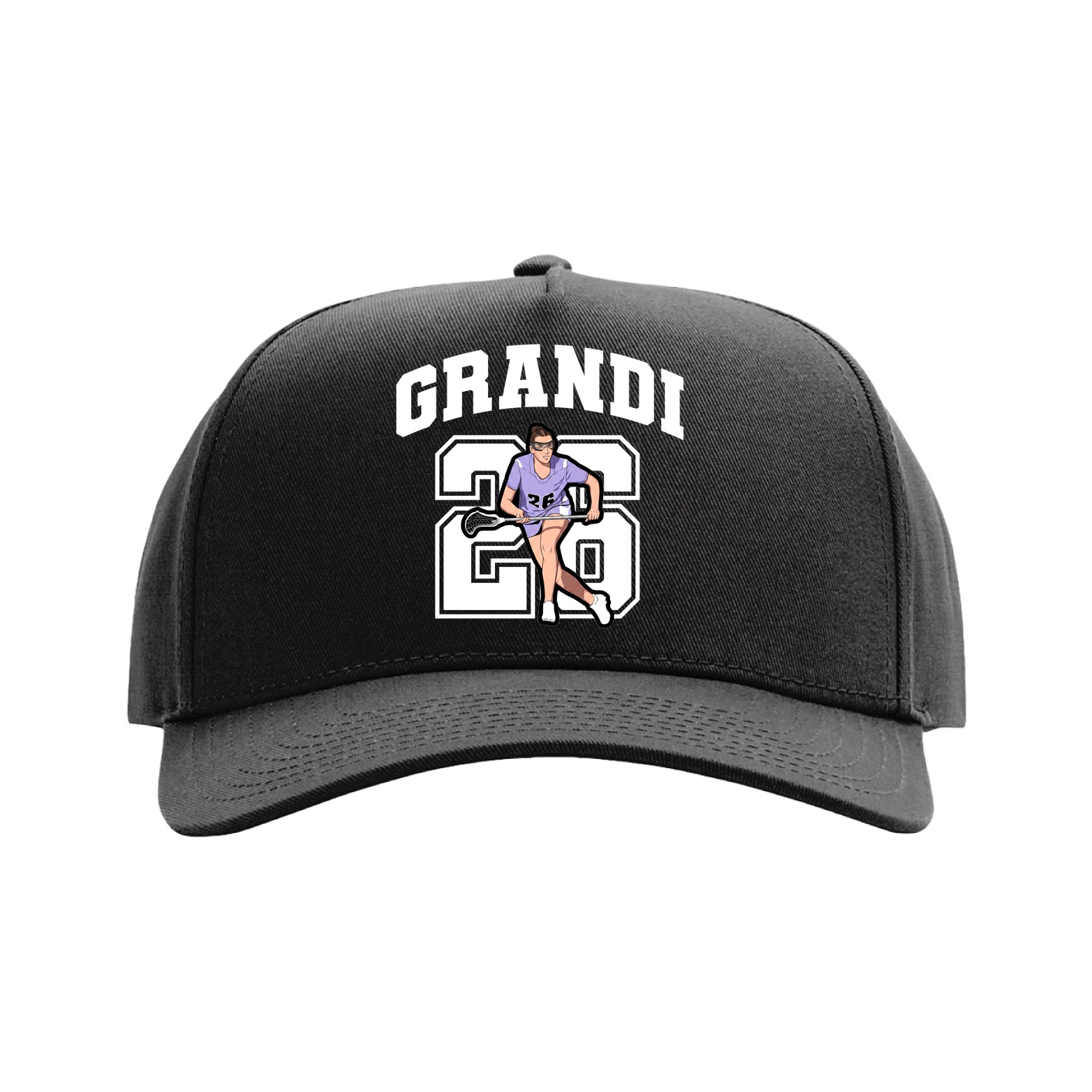 Full Fabric Five-Panel Champ Cap — Number in Black