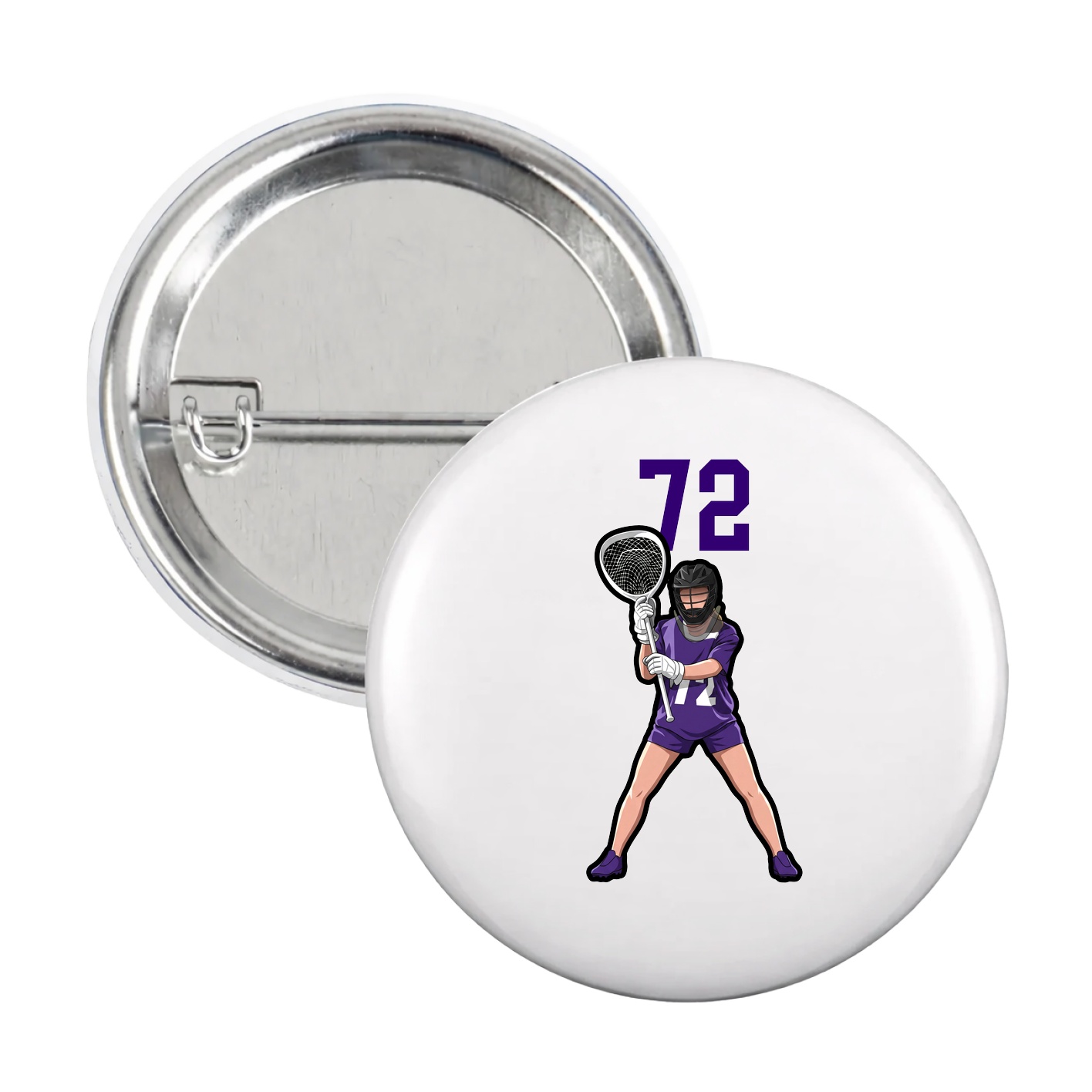 Game Day Button — Number Top in White