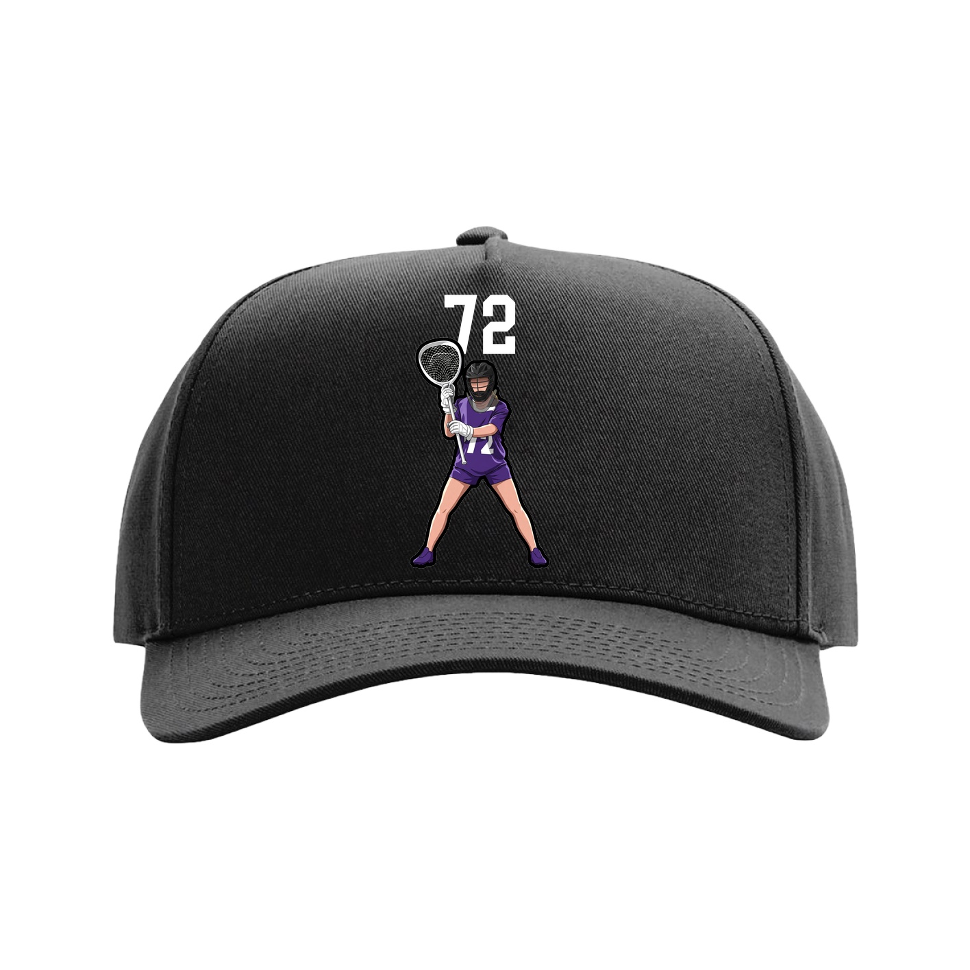 Full Fabric Five-Panel Champ Cap — Number Top in Black