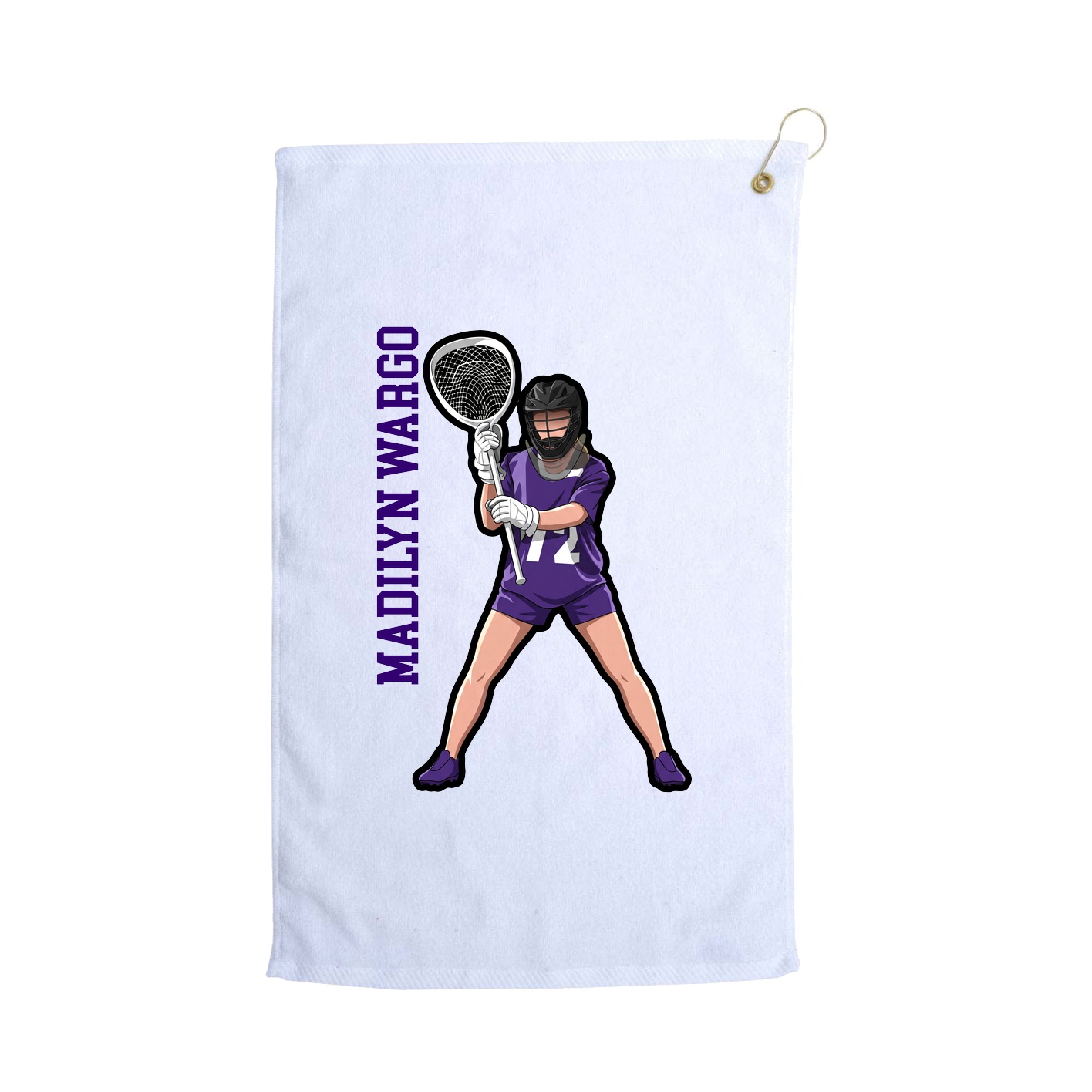 Golf Towel — Name Vertical in White