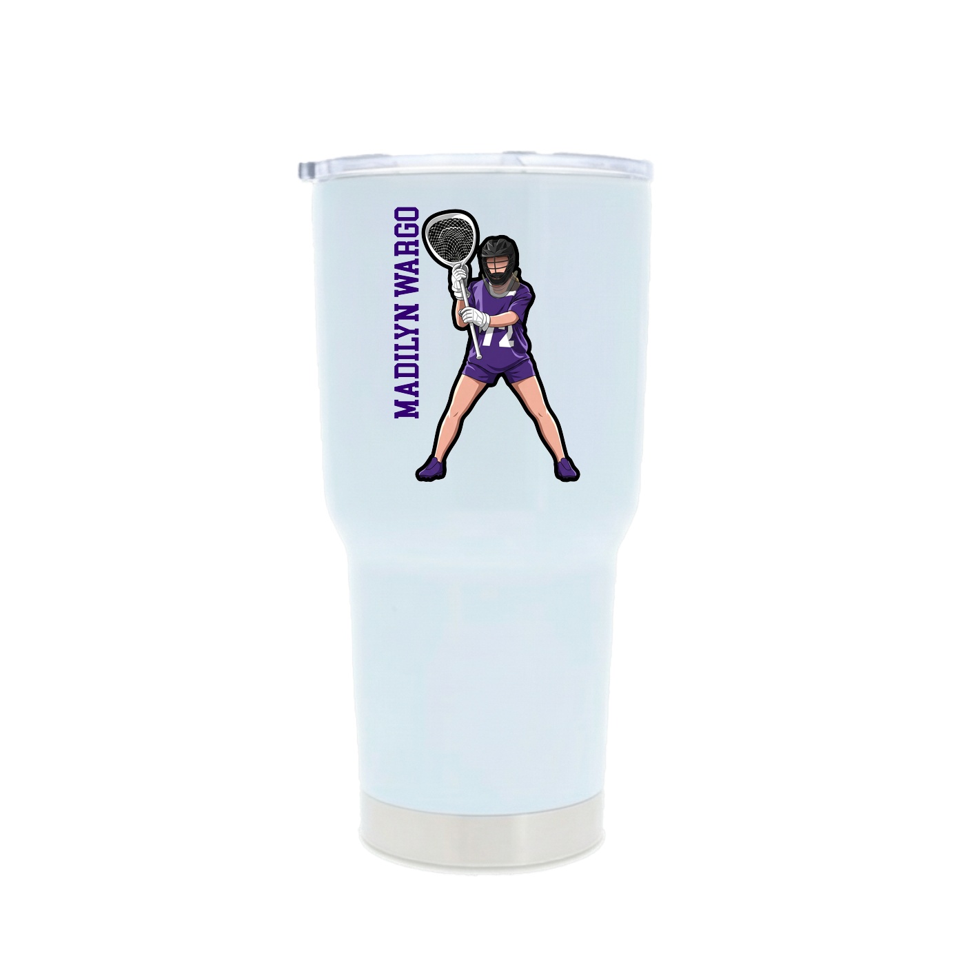 30oz Stainless Steel Tumbler — Name Vertical in White