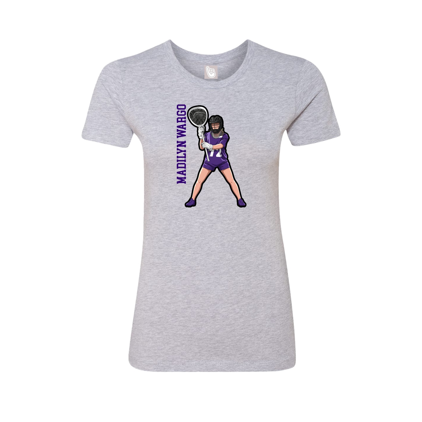 Fitted Women's Tee — Name Vertical in Grey