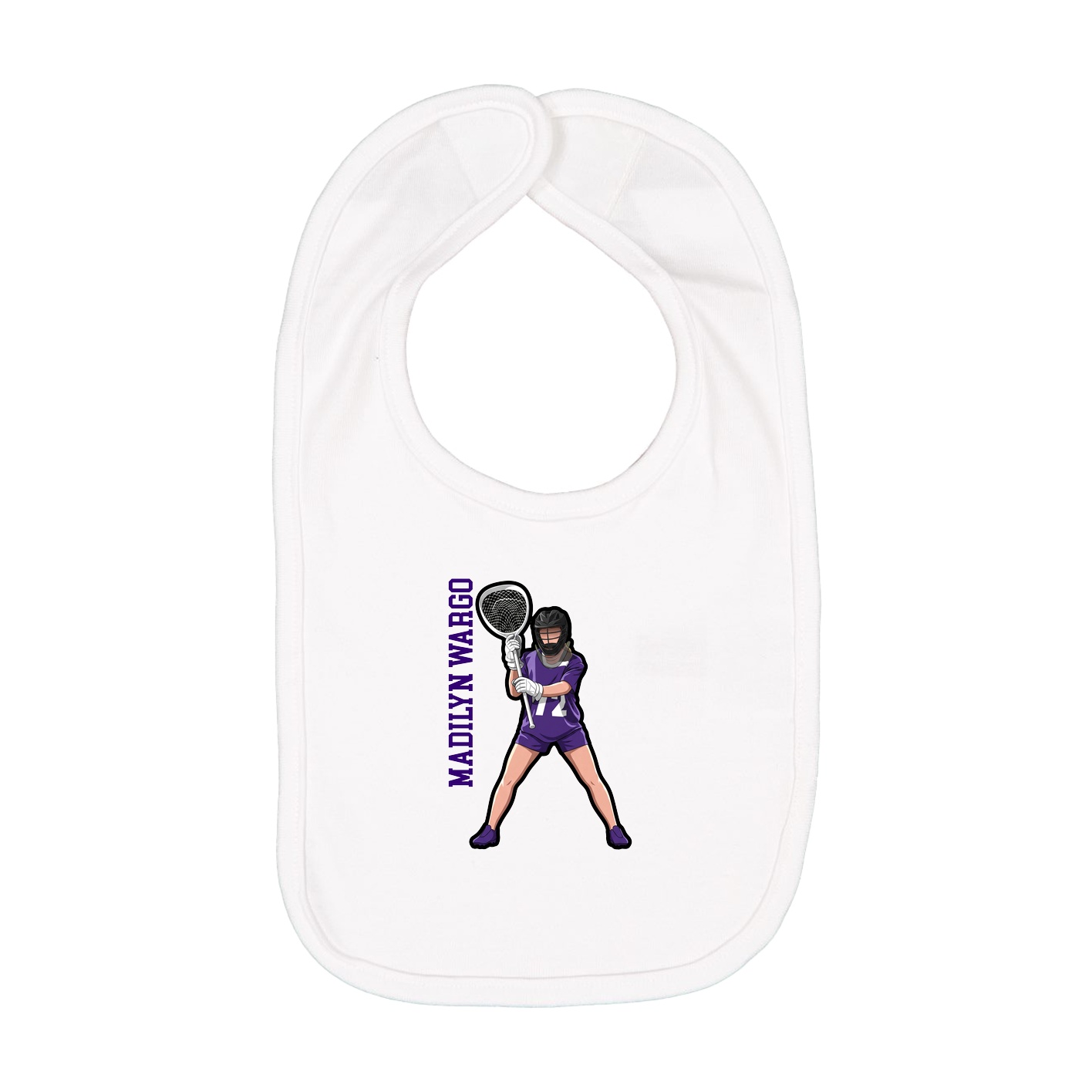 Infant Bib — Name Vertical in White