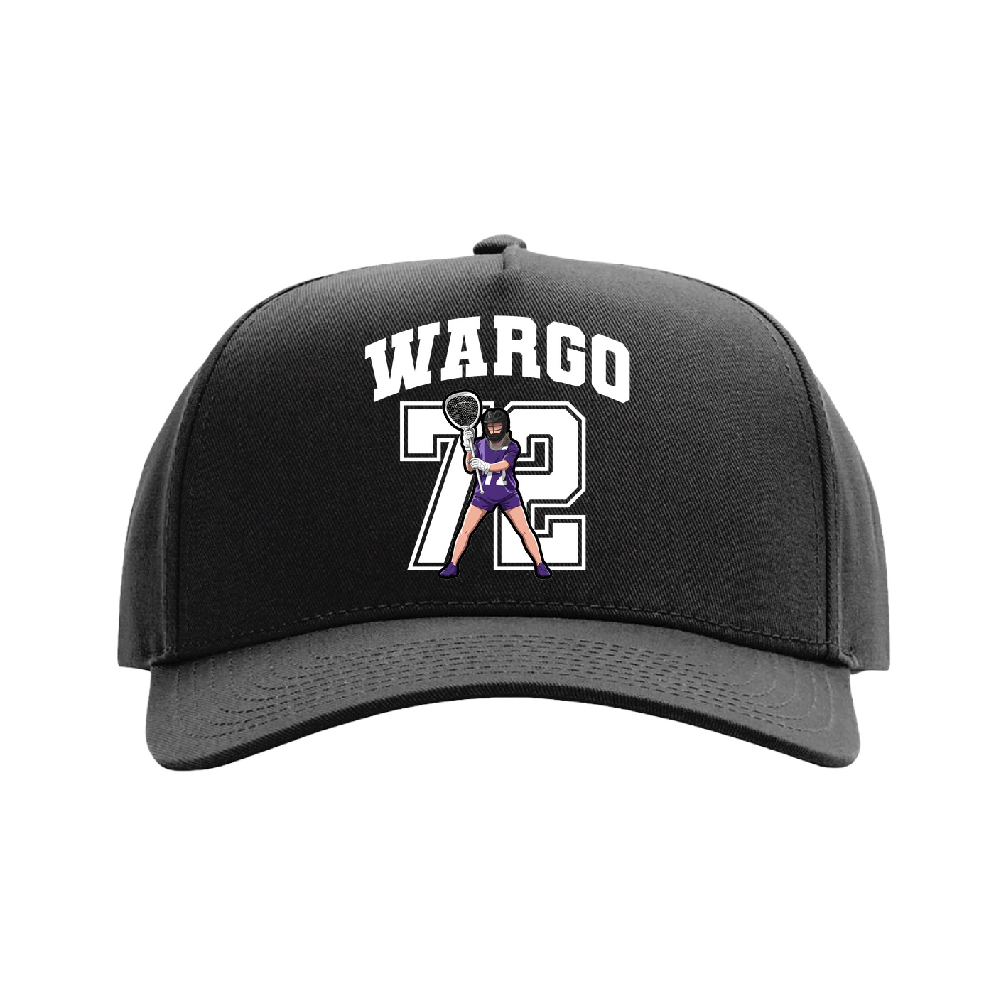 Full Fabric Five-Panel Champ Cap — Number in Black