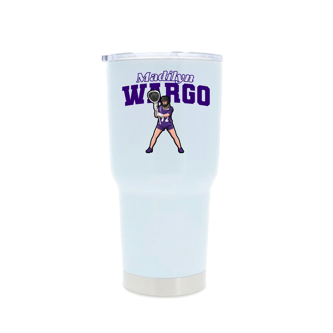 30oz Stainless Steel Tumbler — Name Arch in White