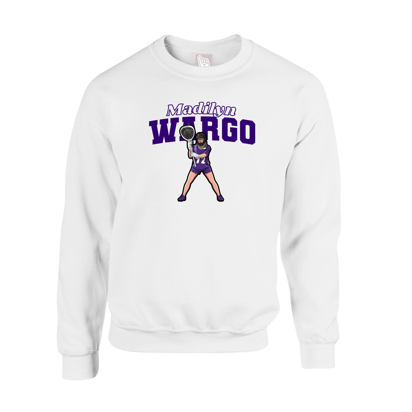 Fleece Crew — Name Arch in White
